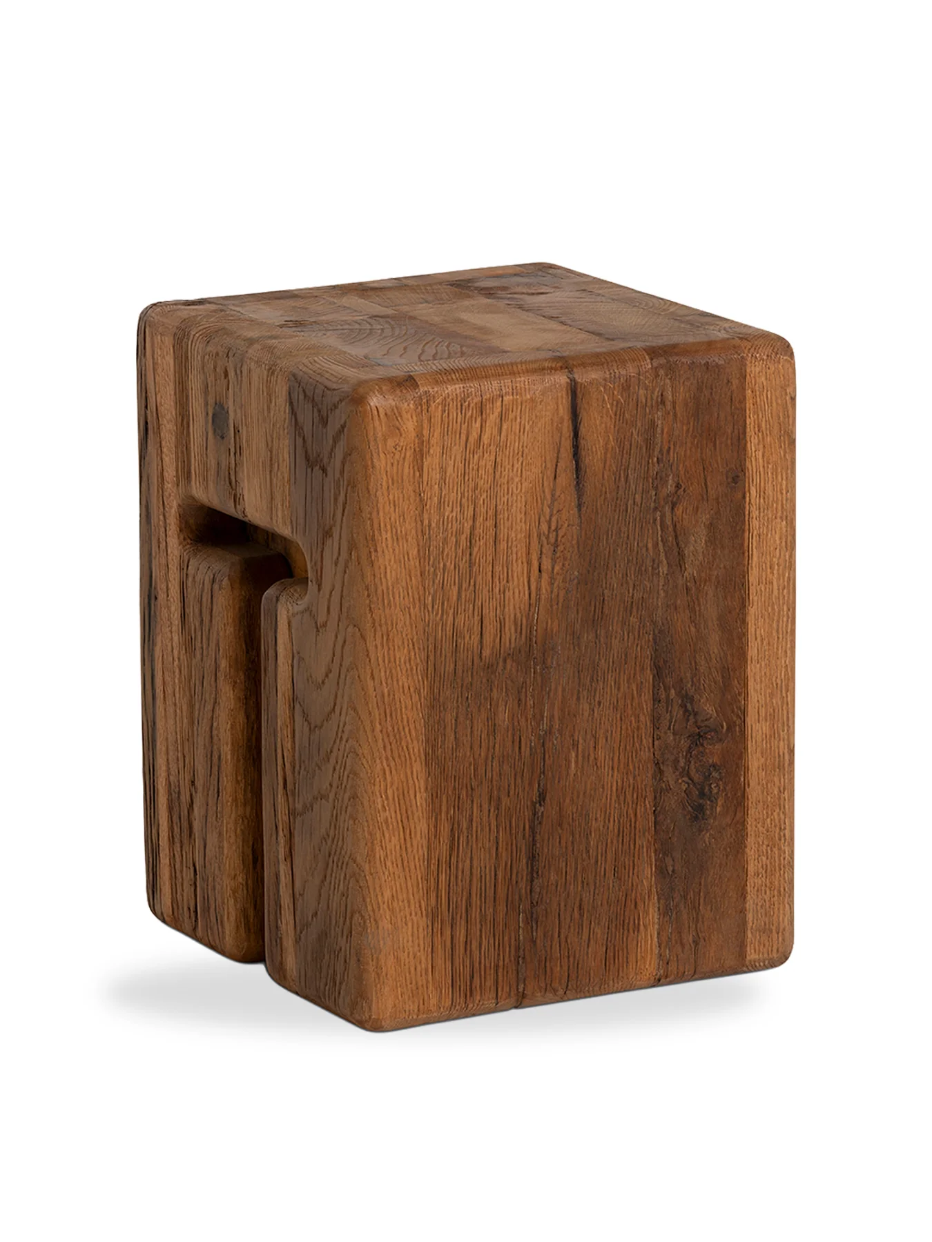 Knole Recycled Oak Stool Brown