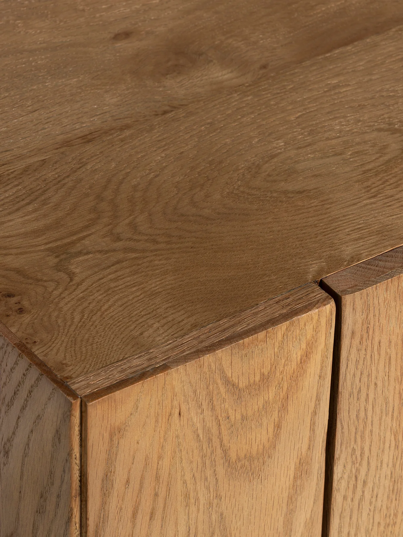 Nebraska Oak Wood Tessellated Sideboard with Marble Detail Brown - Image 4