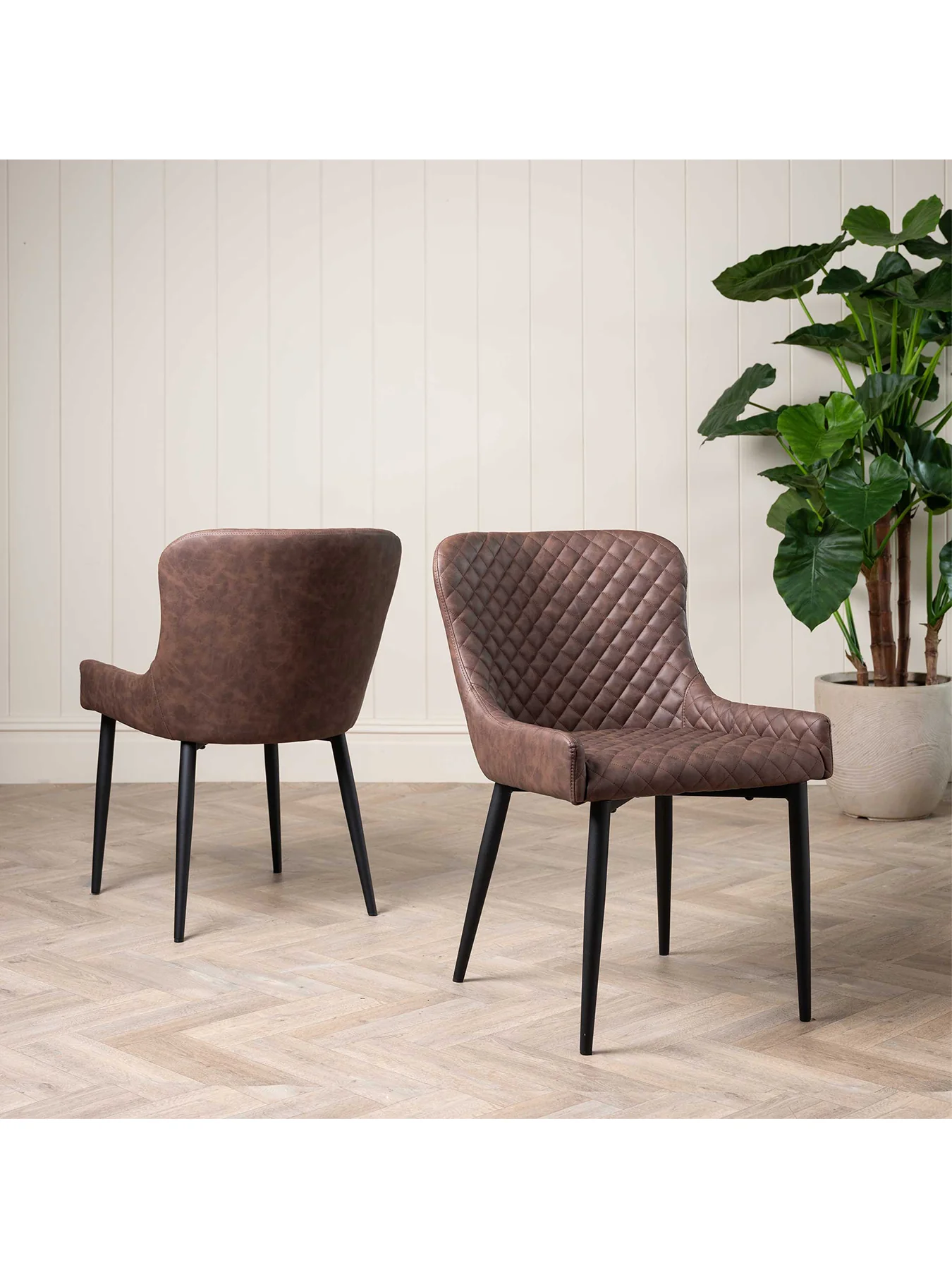 Rivington Faux Leather Quilted Dining Chair Brown - Image 2