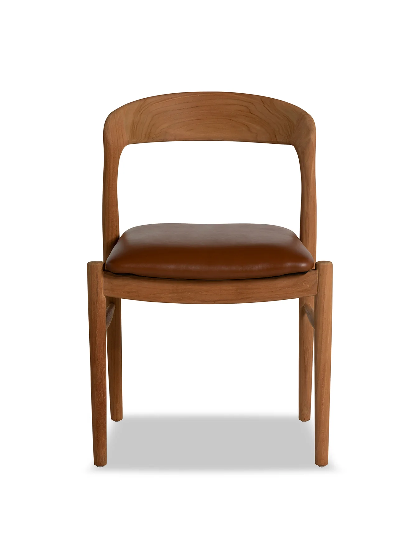 Semeru Teak Wood Dining Chair with Leather Seat - Image 2