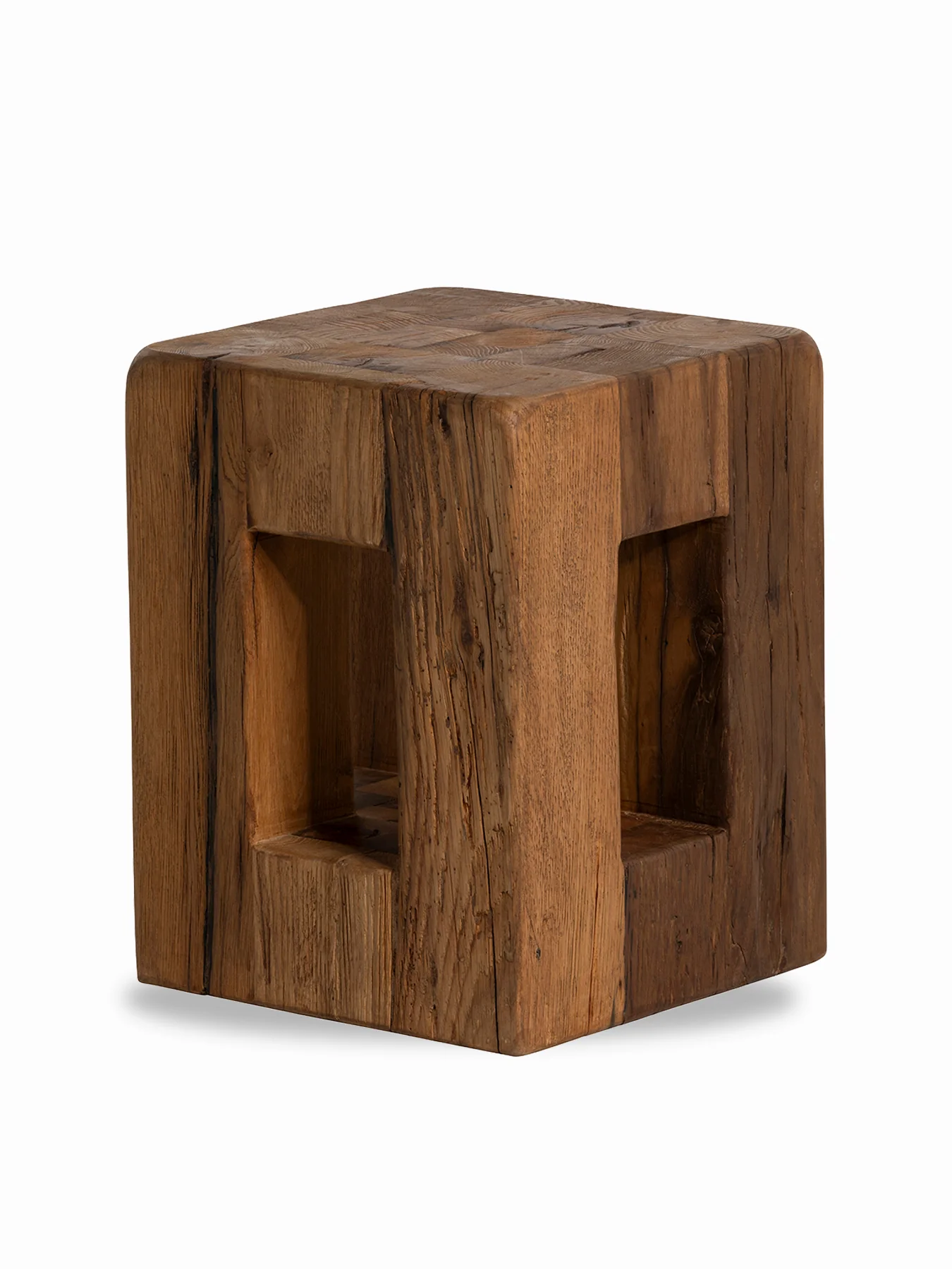 Strath Recycled Oak Stool Brown - Image 3