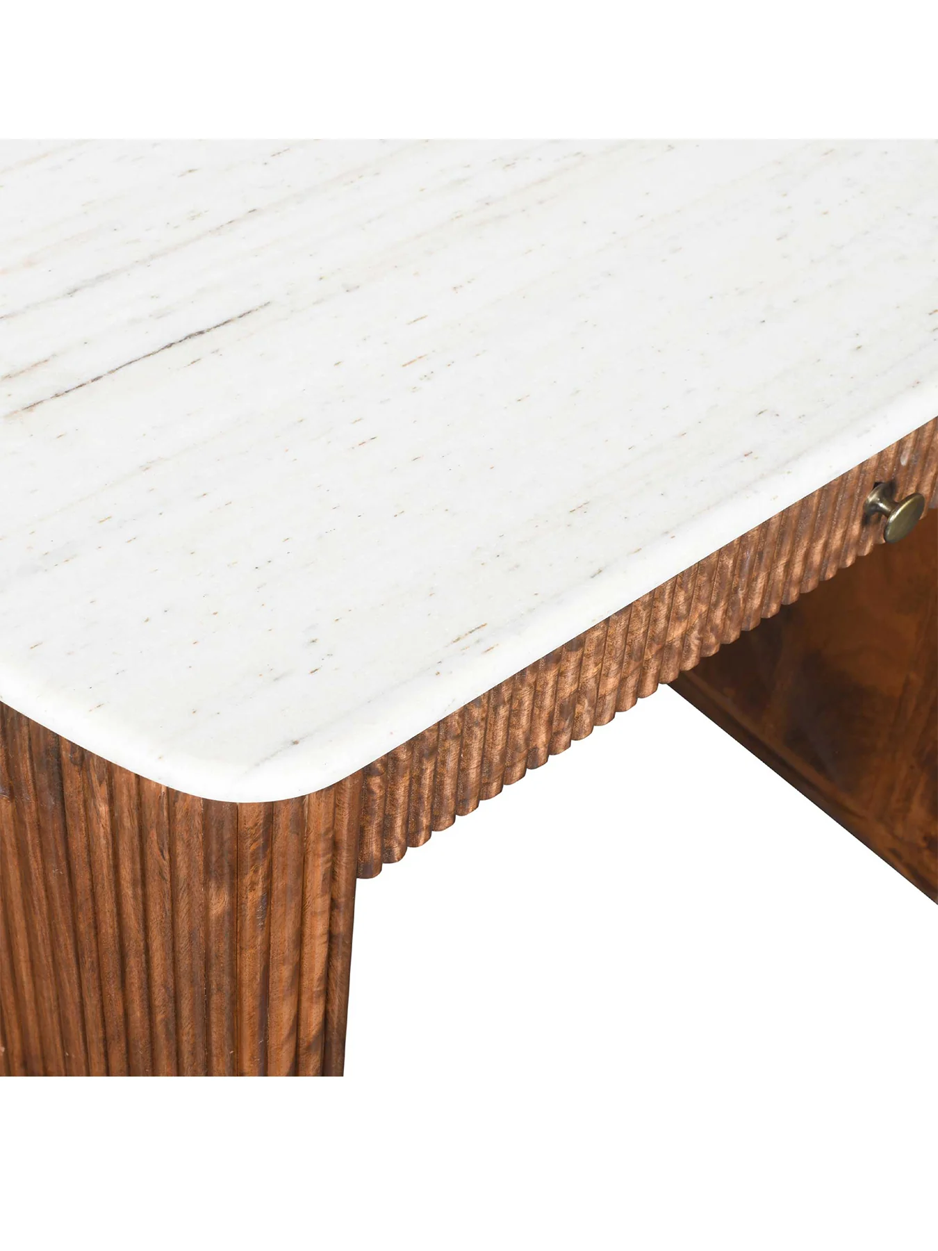 Tasso Mango Wood Desk With Marble Top - Image 2