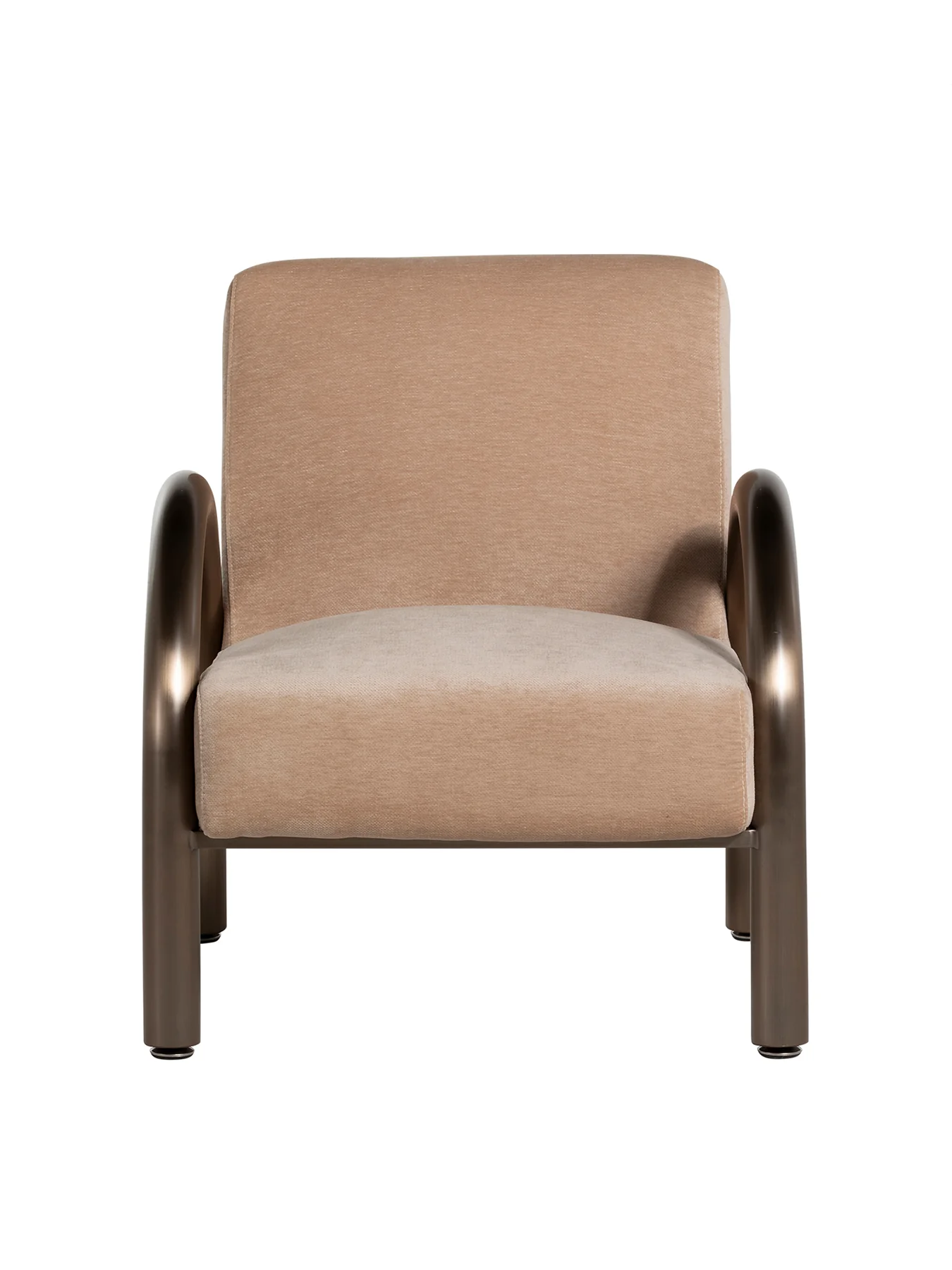 Tolliver Beige Velour Fabric Armchair - Image 2