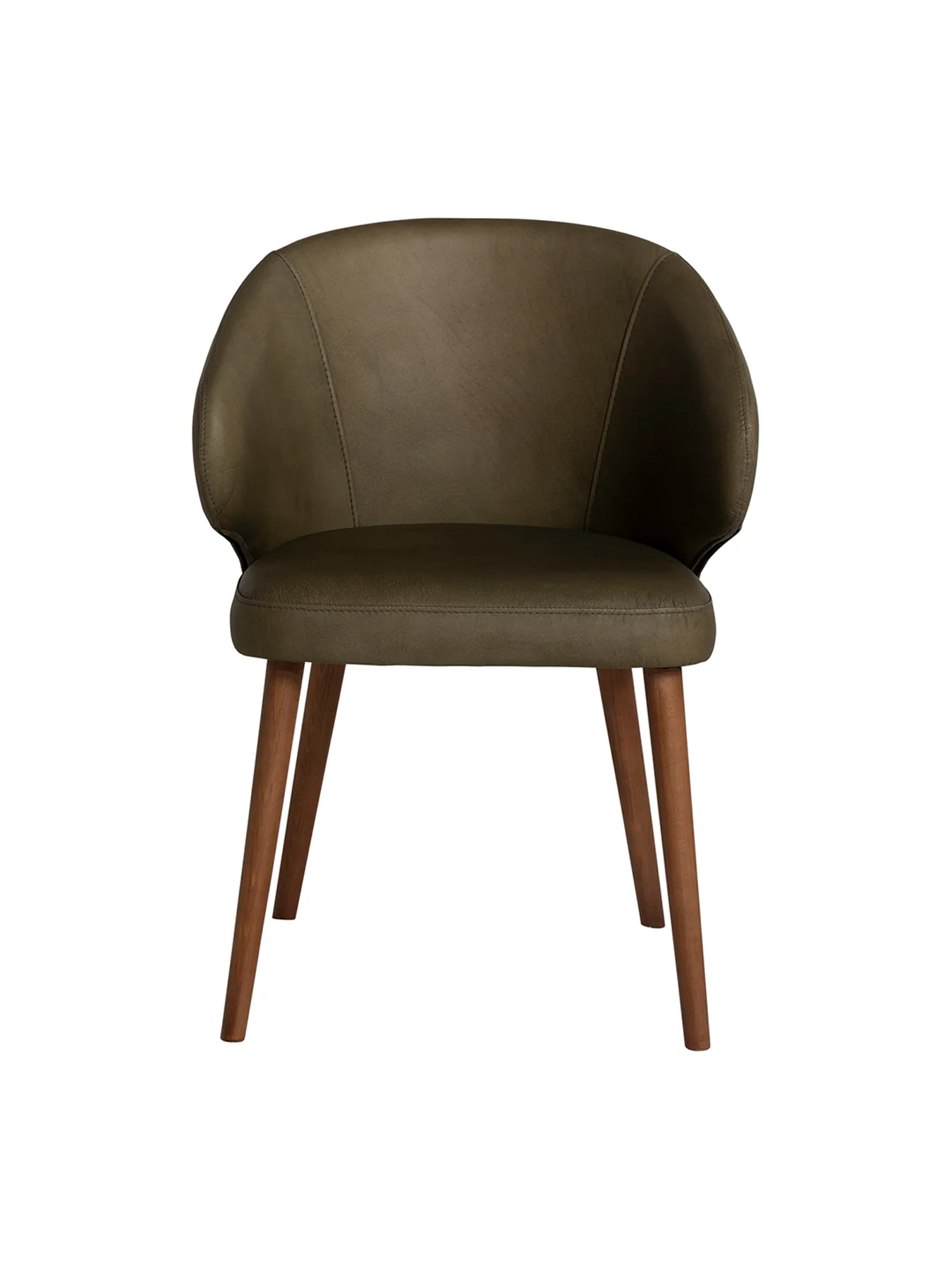 Minerva Green Leather Curved Dining Chair - Image 3