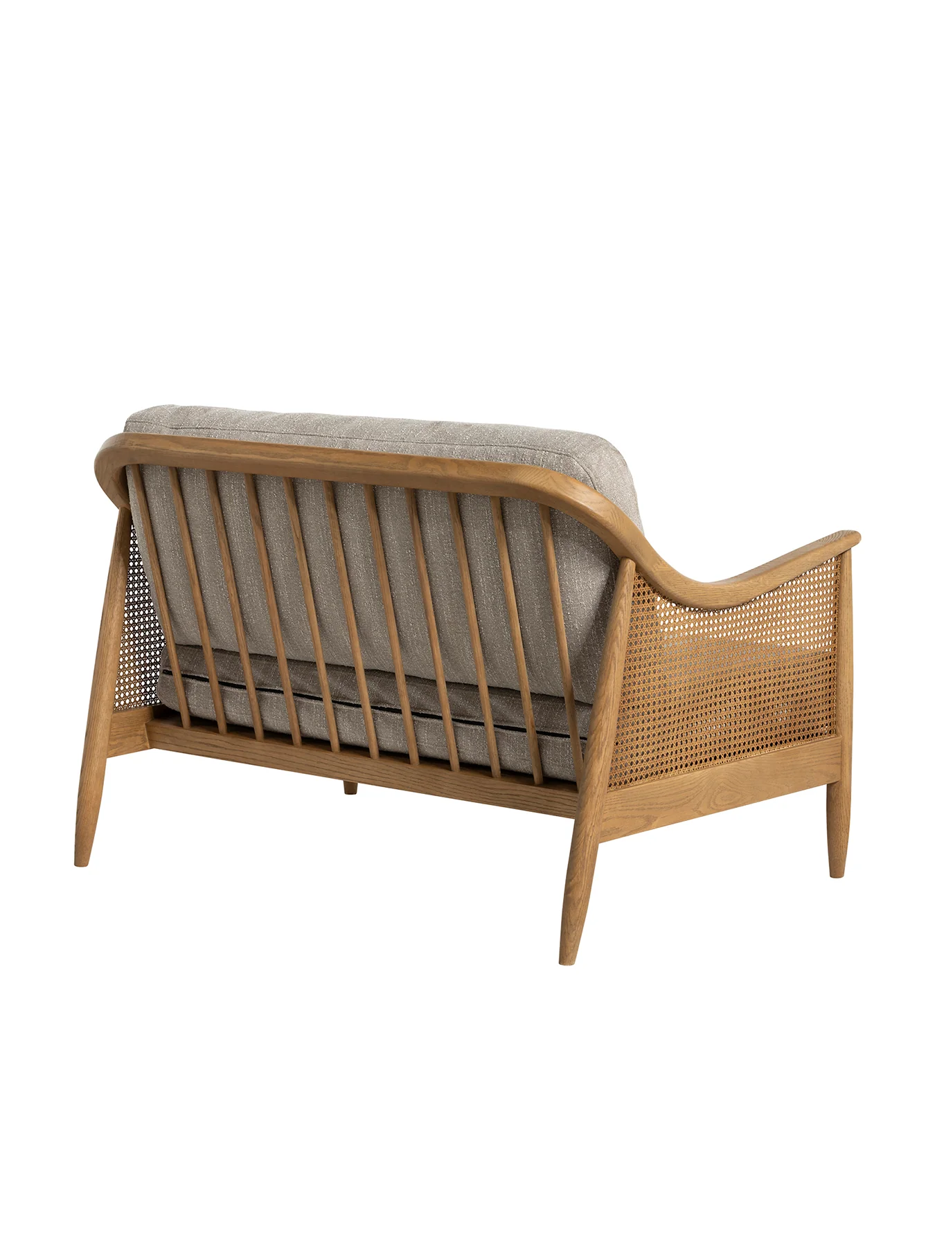 Yardley Green Fabric 2 Seater Sofa With Rattan - Image 3