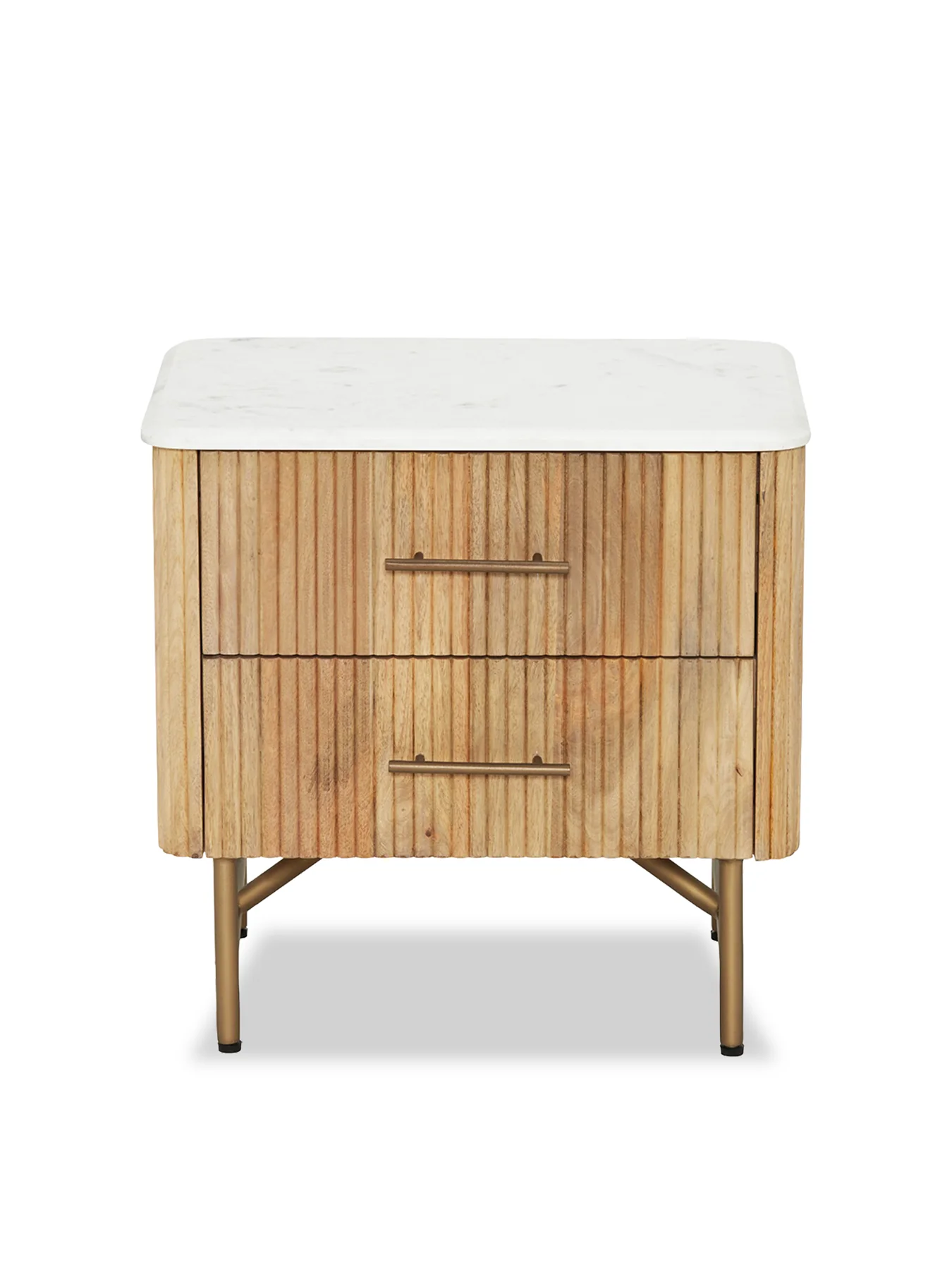 Fuji Mango Wood Marble Top Bedside Table