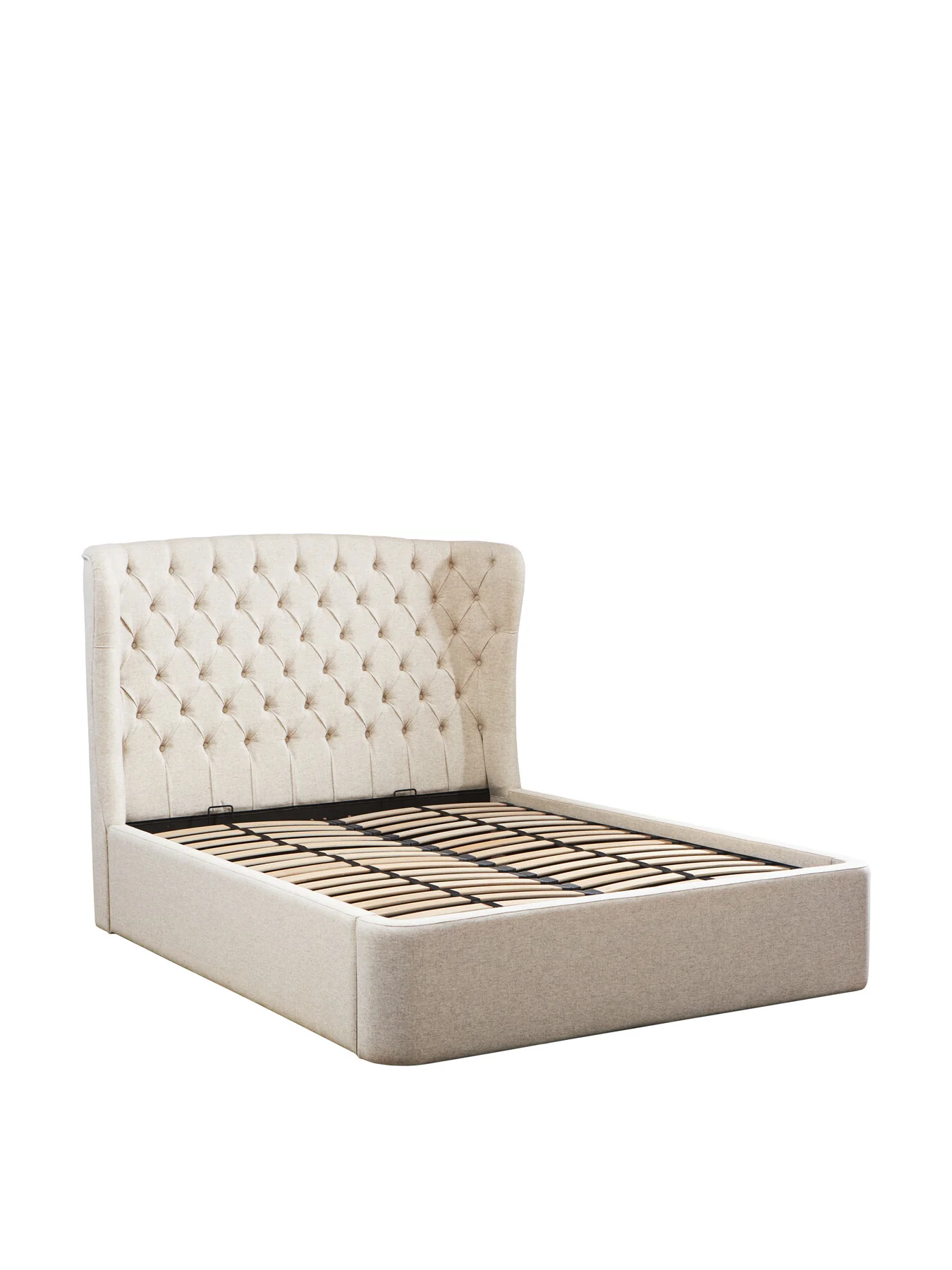 Holcot Fabric King Ottoman Bed Frame Beige - Image 4