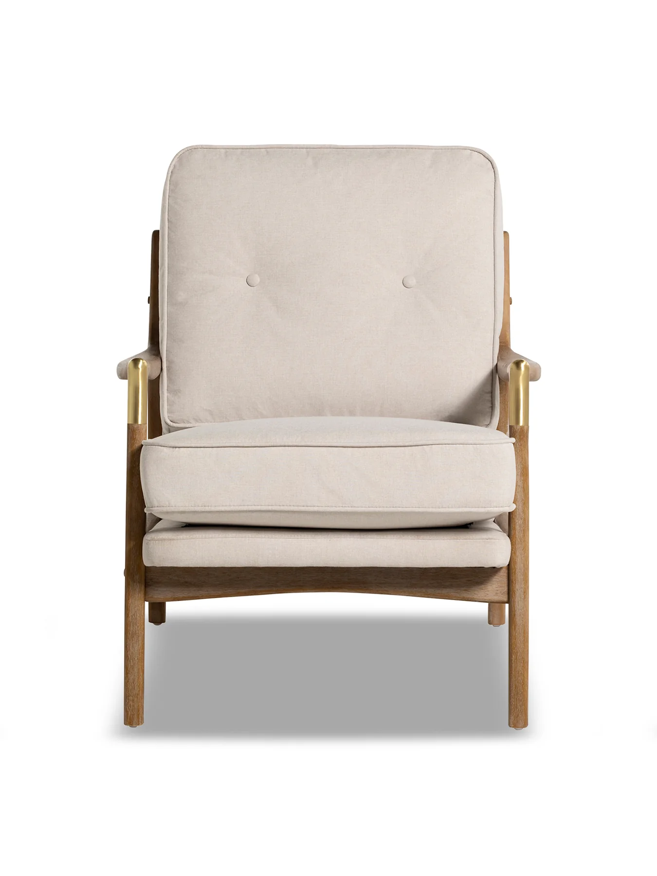 Merrin Cream Fabric Accent Chair With Wood Frame