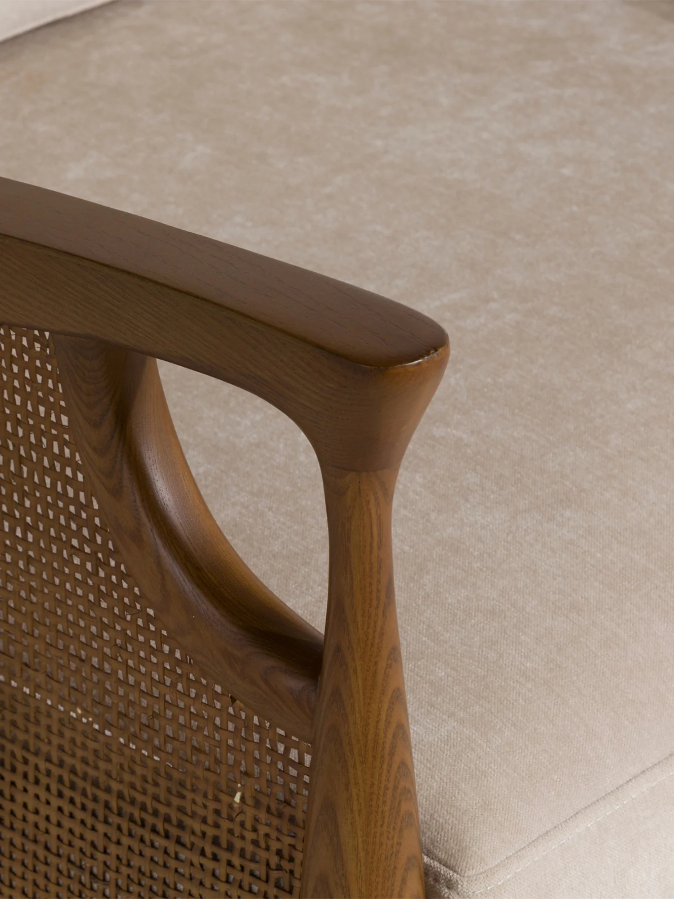 Fabric Accent Chair With Rattan Neutral - Image 4