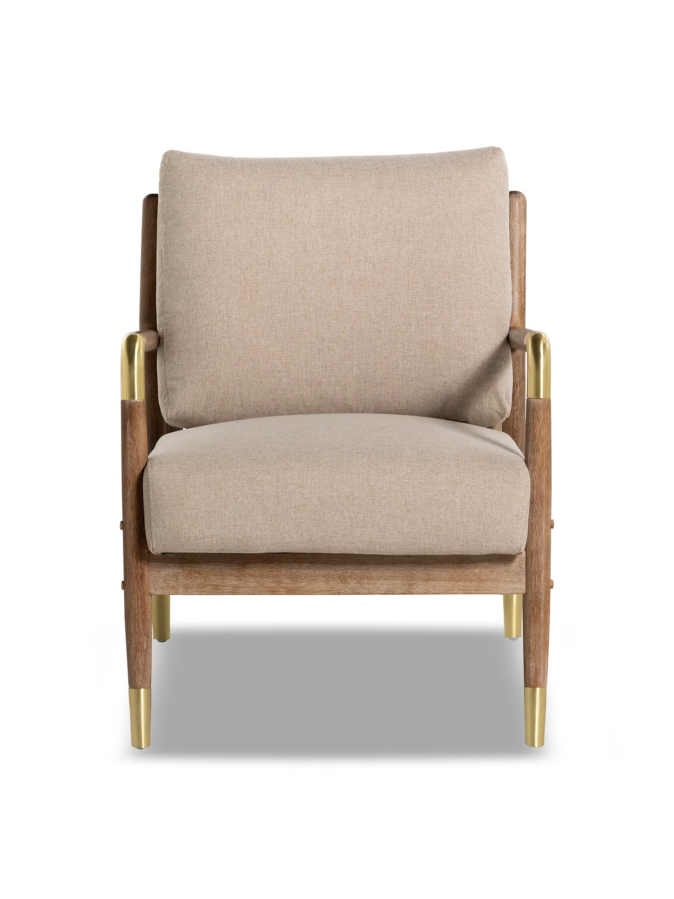 Tarron Neutral Fabric Accent Chair With Wood Frame