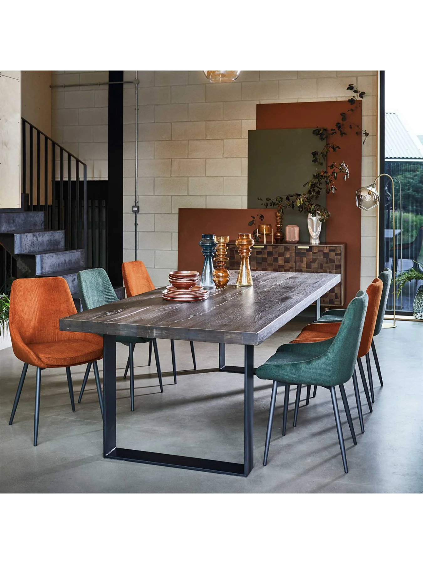 Emmett Cord Fabric Dining Chair Orange - Image 2
