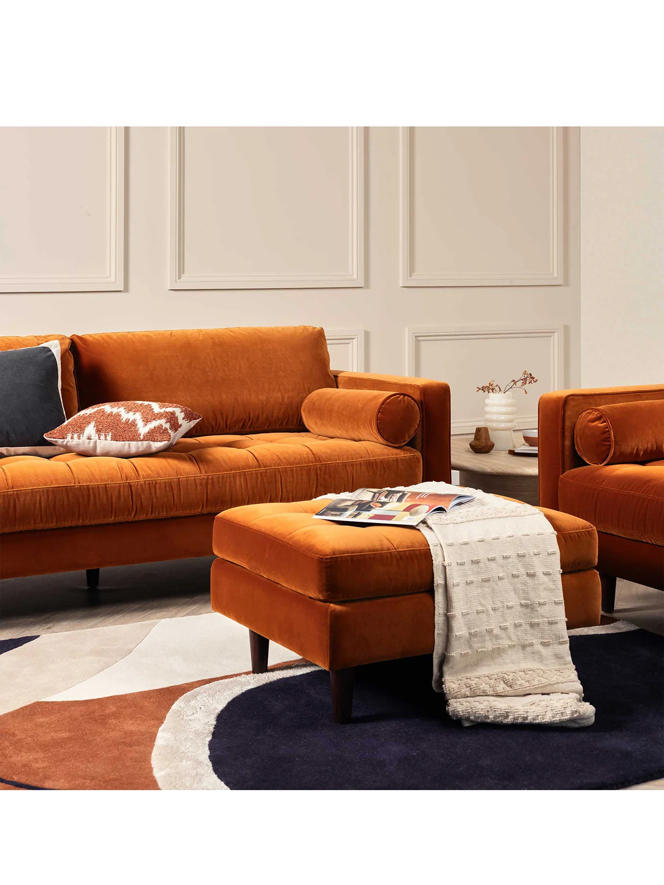Hemingway Velvet Footstool - Image 2