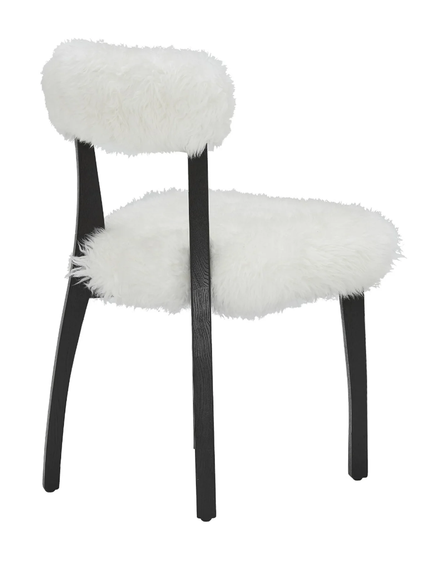 Cabin Sheepskin Dining Chair With Black Wood Legs - Image 3