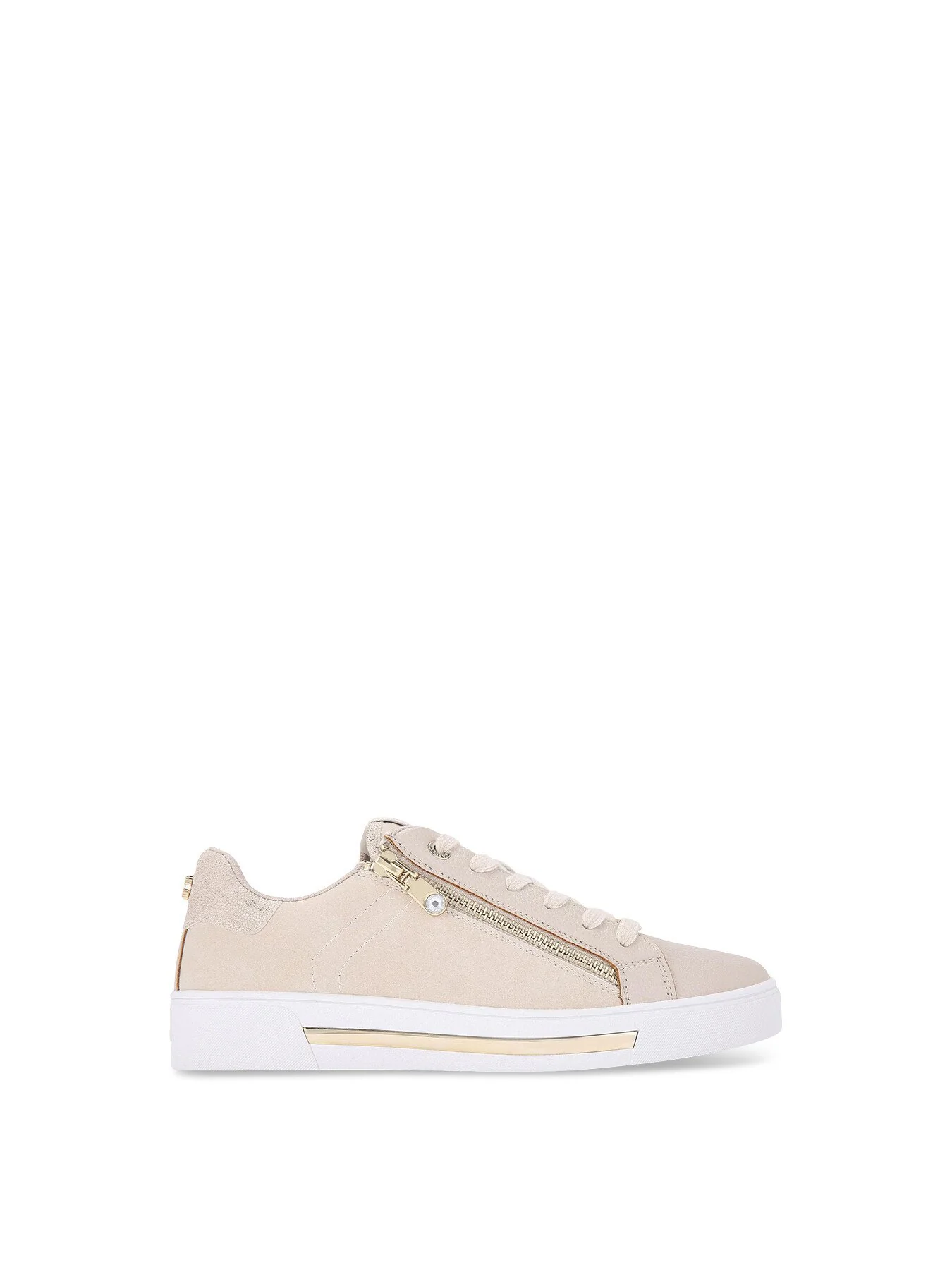 Diamond Zip Ankle Boots Beige