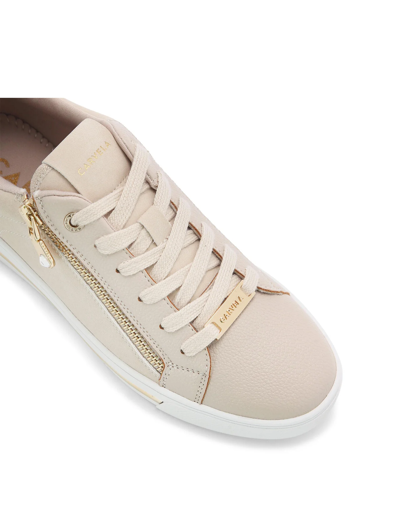Diamond Zip Ankle Boots Beige - Image 4