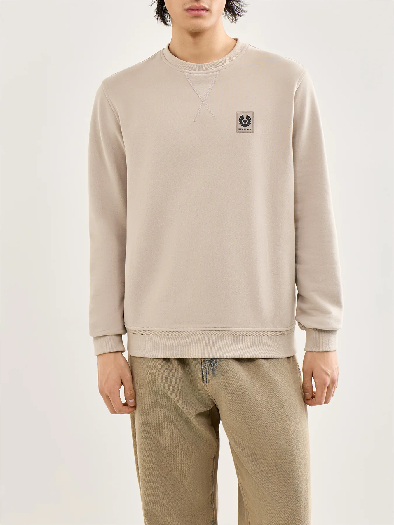 Classic Cotton Sweatshirt Beige - Image 4