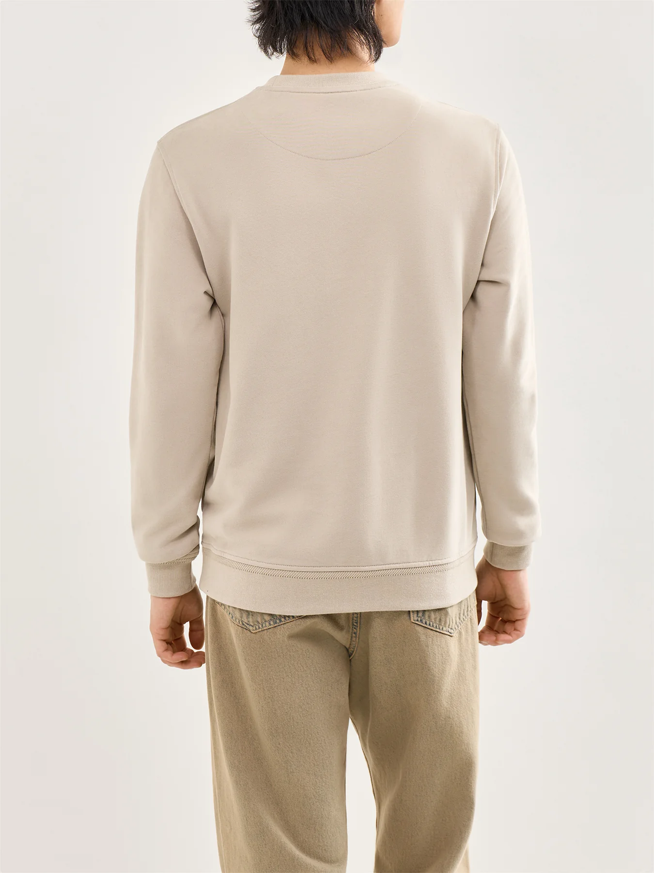 Classic Cotton Sweatshirt Beige - Image 5