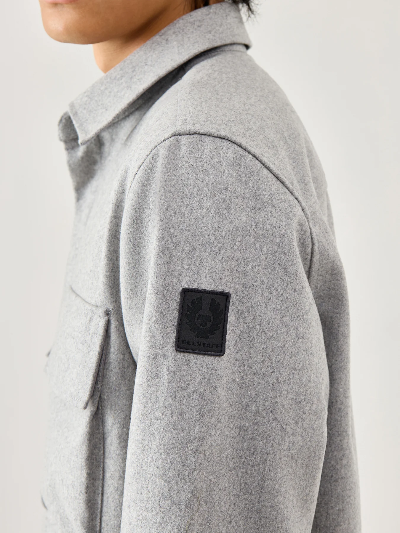 Pointer Wool Blend Over Shirt Light Grey Melange - Image 3