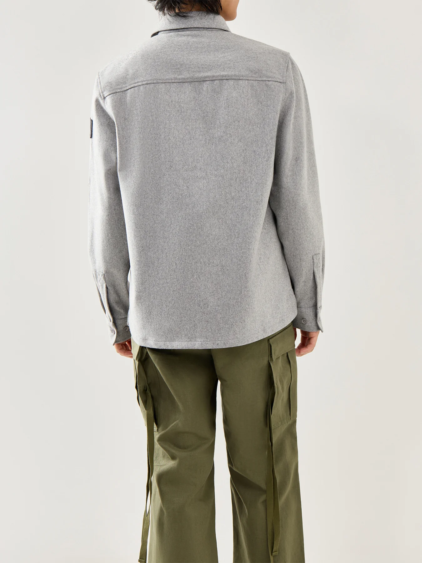 Pointer Wool Blend Over Shirt Light Grey Melange - Image 5