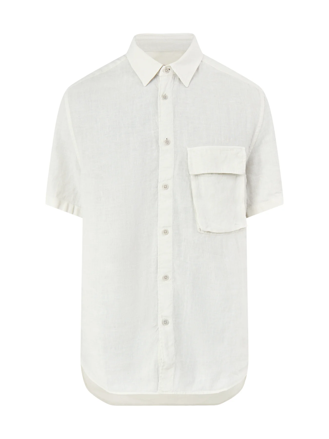 Belstaff Scale Short Sleeve Linen Shirt Silver Birch