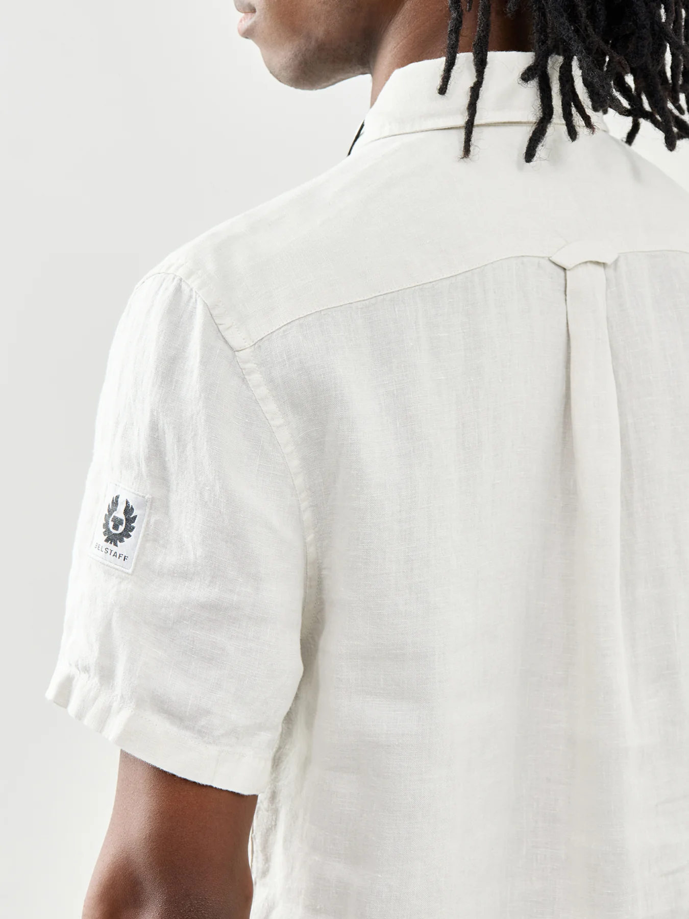 Belstaff Scale Short Sleeve Linen Shirt Silver Birch - Image 3