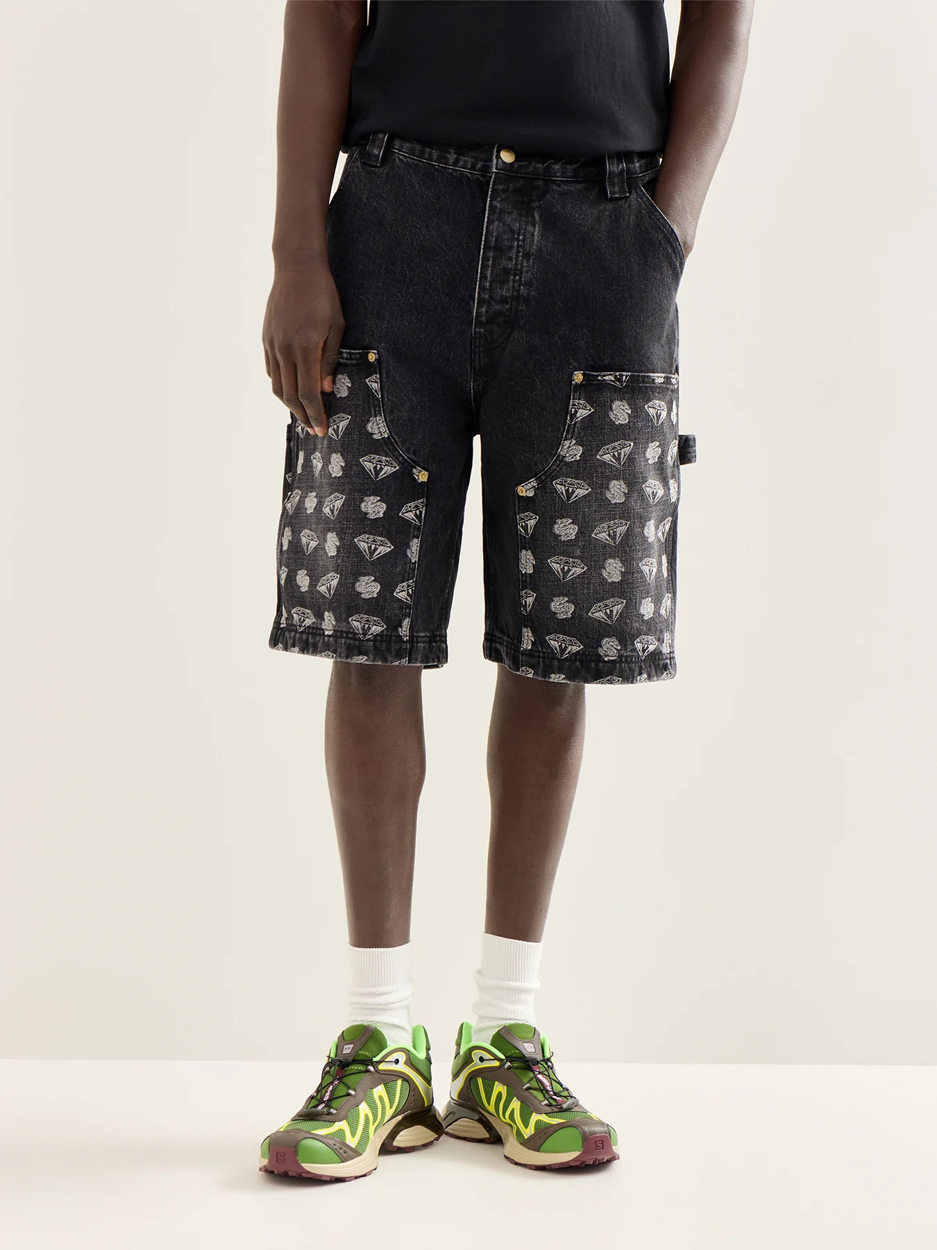 Diamonds & Dollars Denim Carpenter Shorts - Image 4