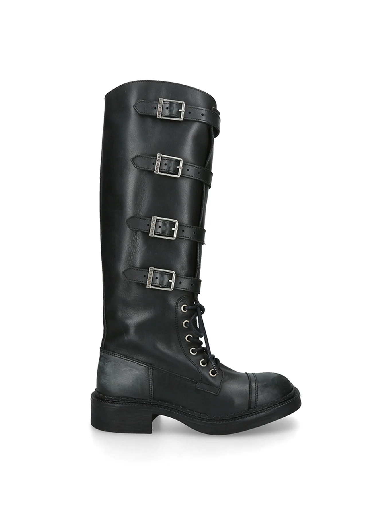 Rox Buckle Leather Boots Black - Image 2