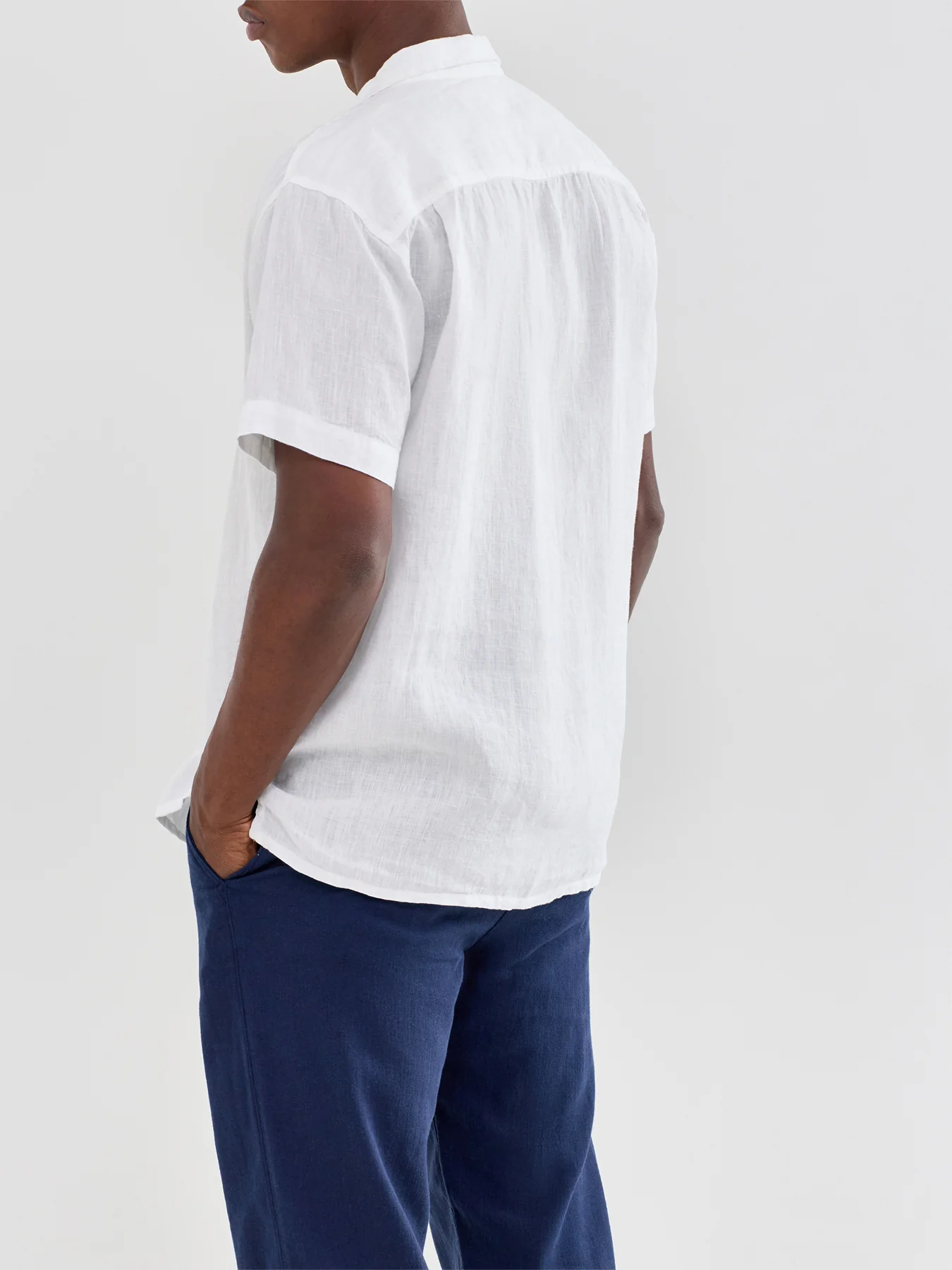 Linen Short Sleeve Shirt White - Image 3