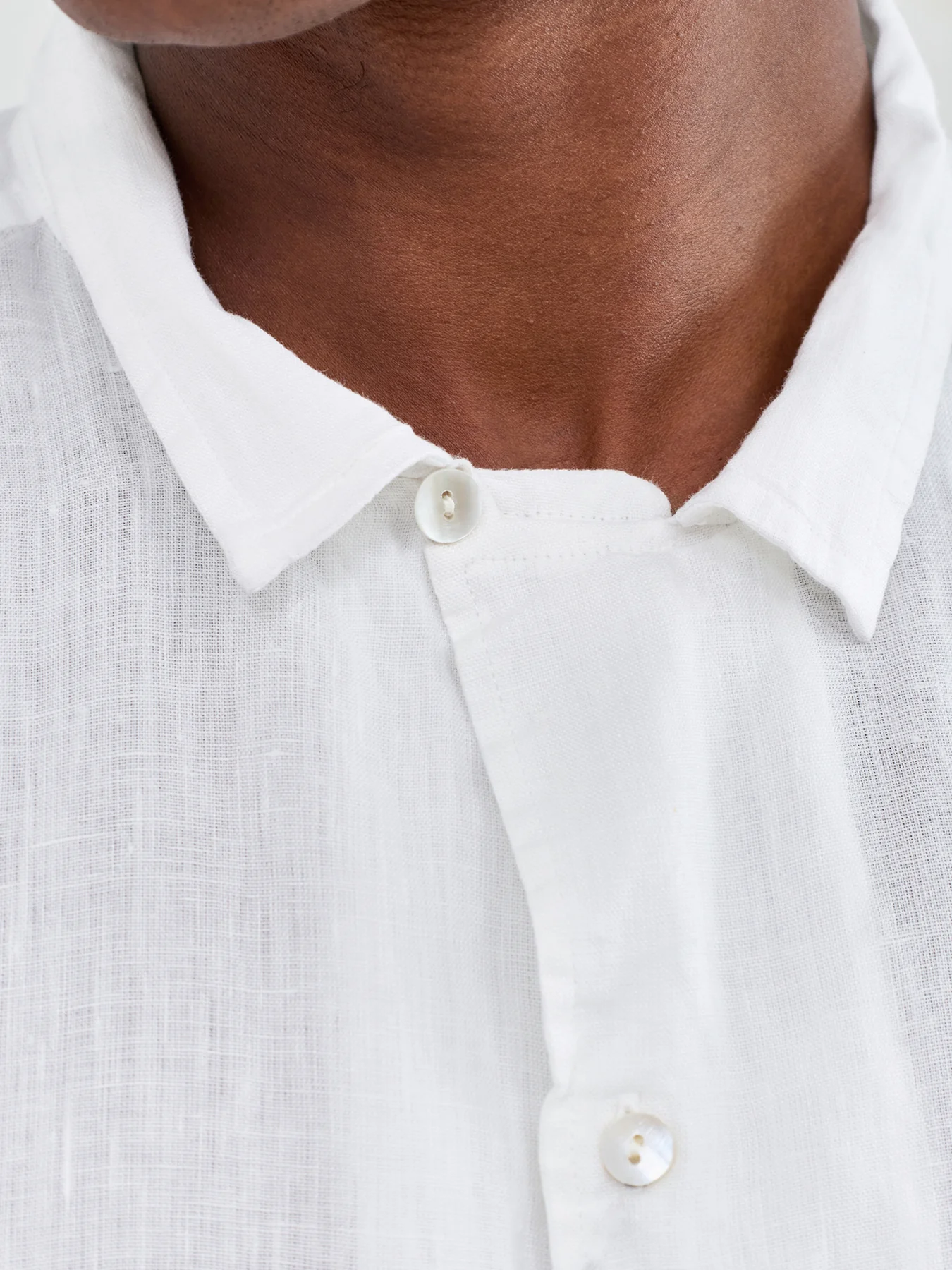 Linen Short Sleeve Shirt White - Image 4