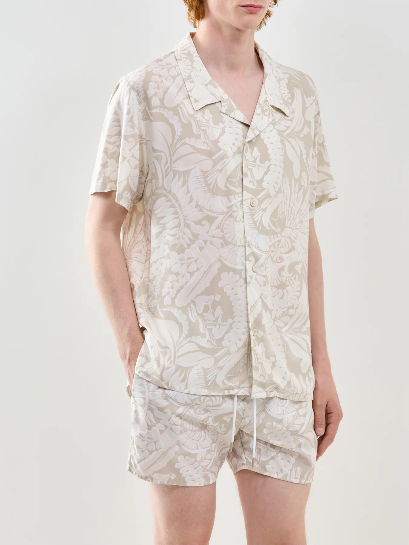 Beach Short Sleeve Shirt Beige - Image 2