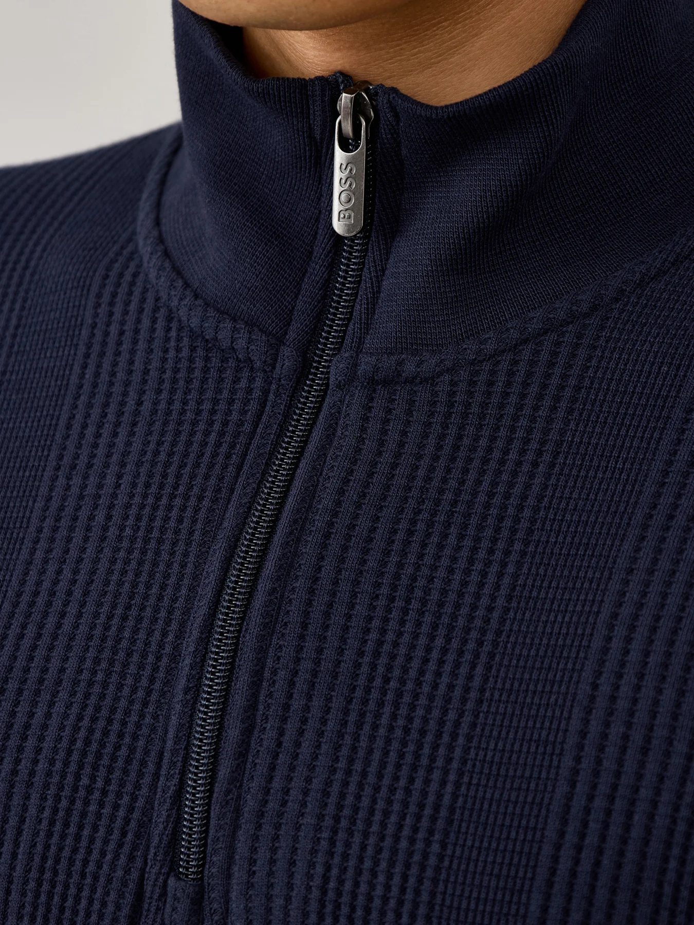 Structure 1/4 Zip Long Sleeves Dark Blue - Image 3