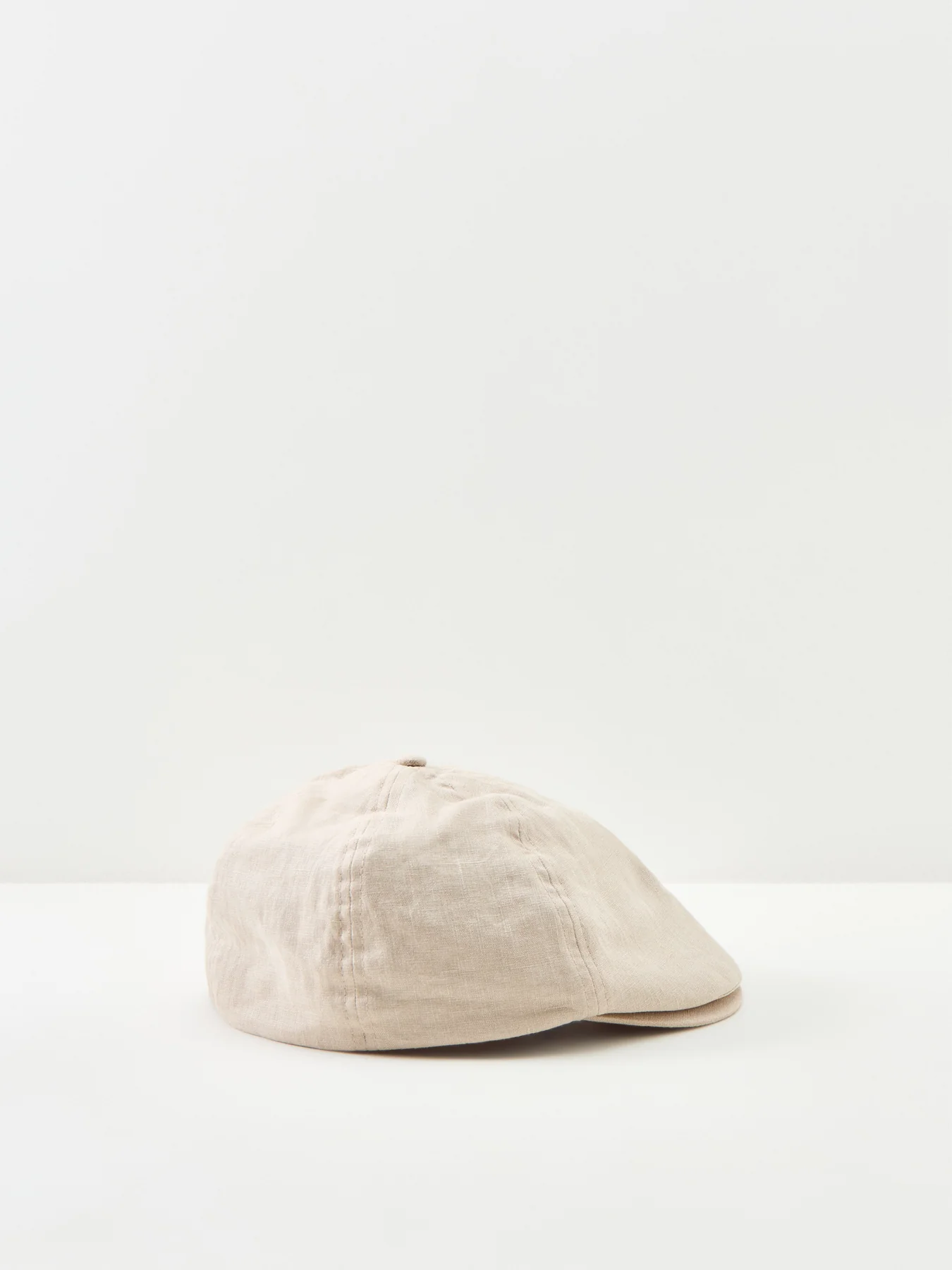 Linen Flat Cap Beige - Image 2