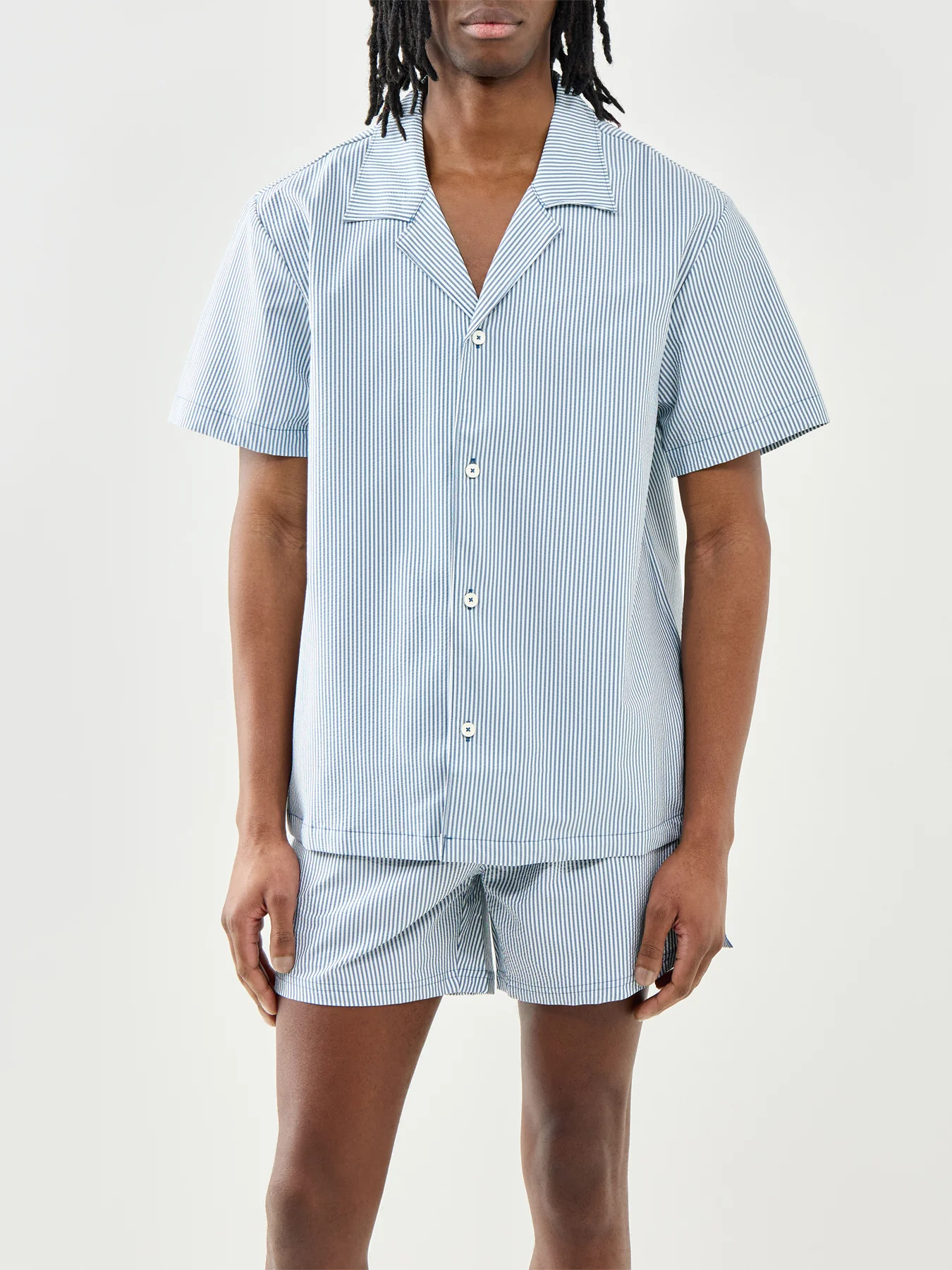 Seersucker Stripe Shirt Blue - Image 2