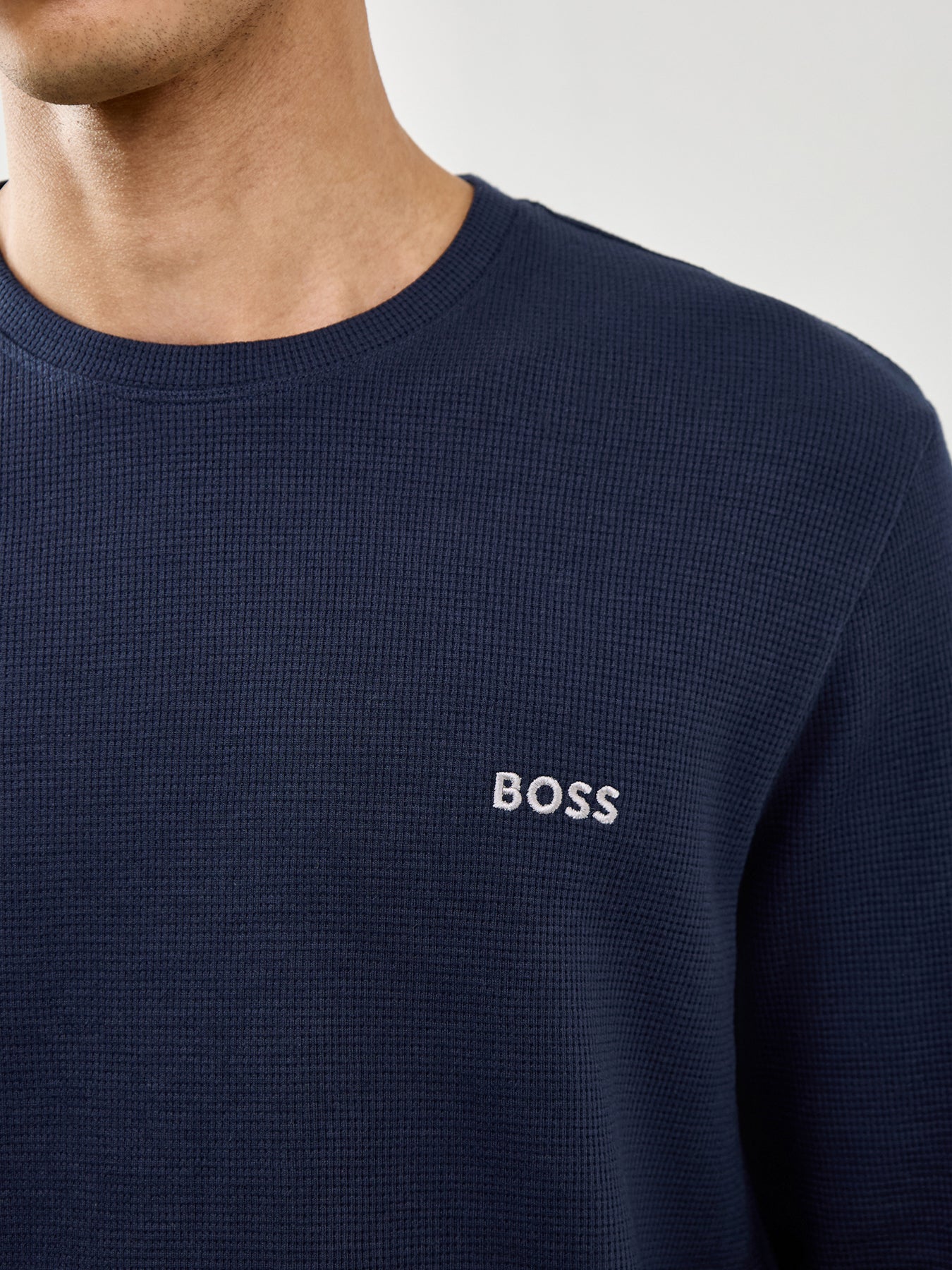 Waffle Long Sleeve Lounge Top Navy - Image 4