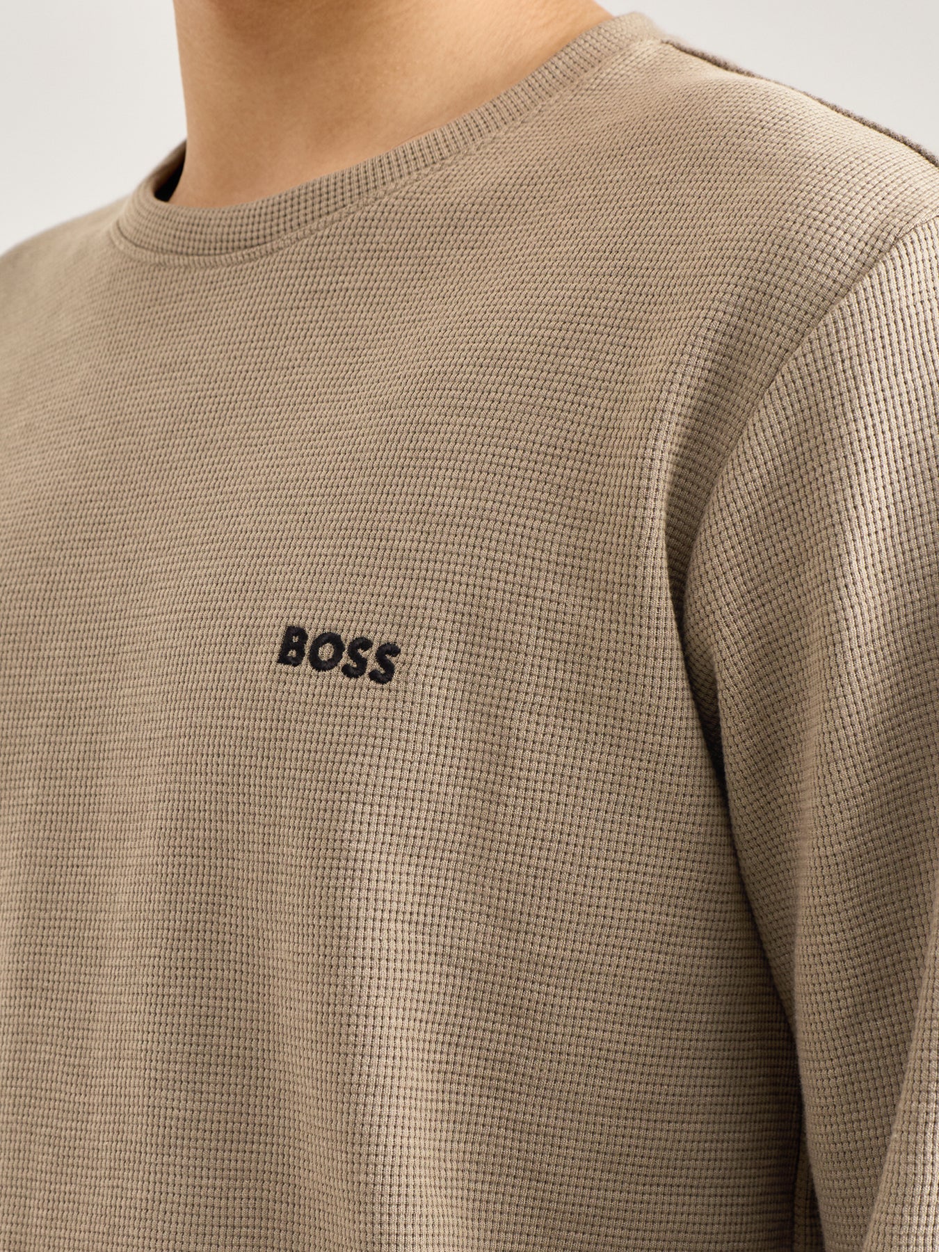 Waffle Long Sleeve Shirt Brown - Image 3