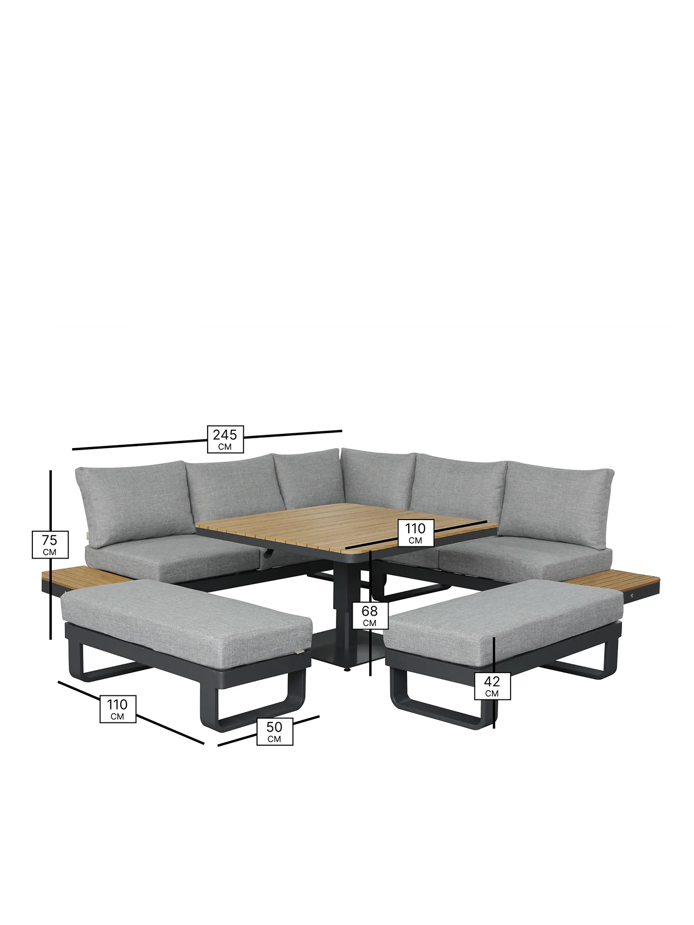 Brooklyn 8-Seater Garden Lounge Set Anthracite - Image 3