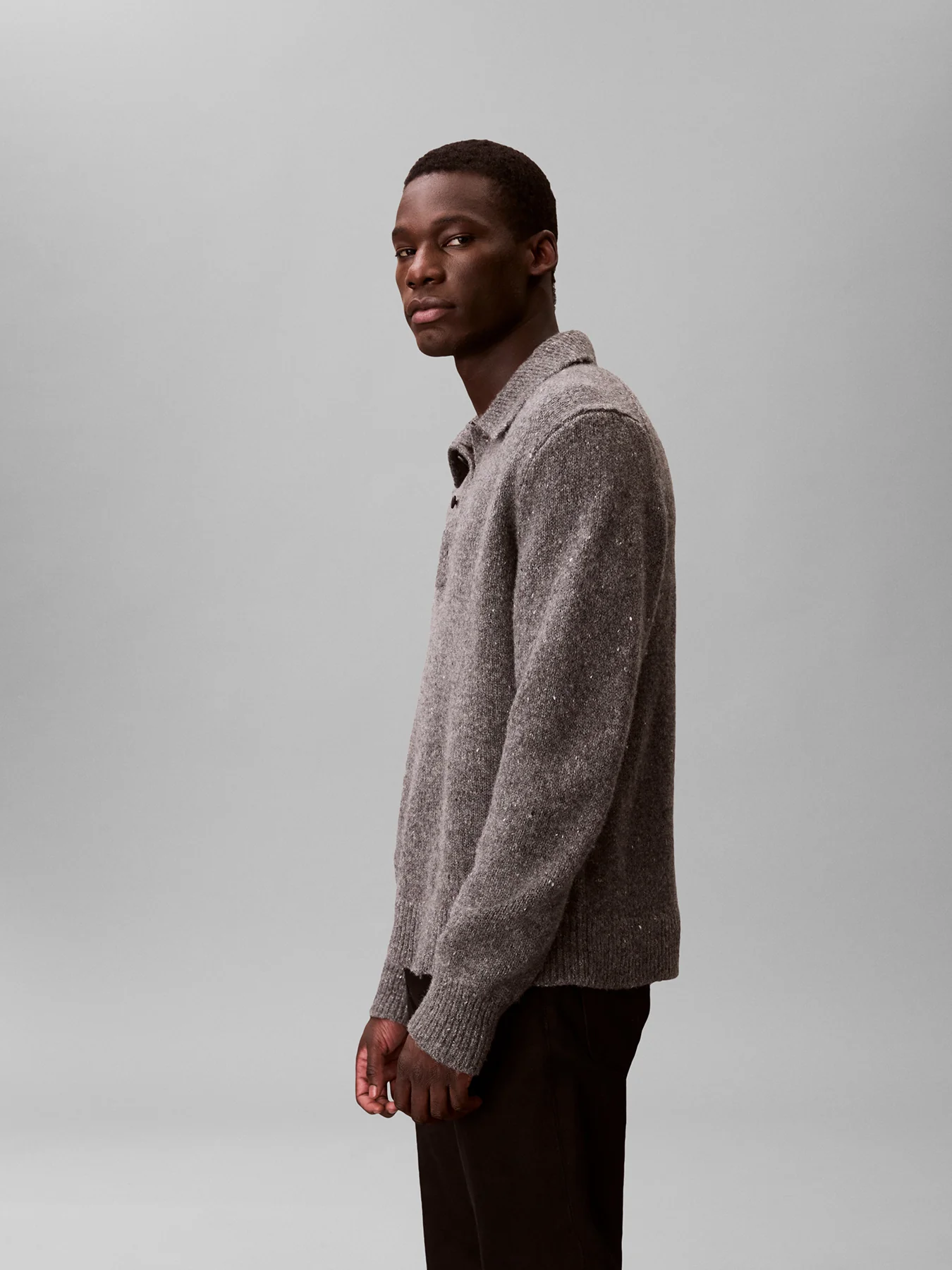 Wool Blend Polo Jumper Brown - Image 10