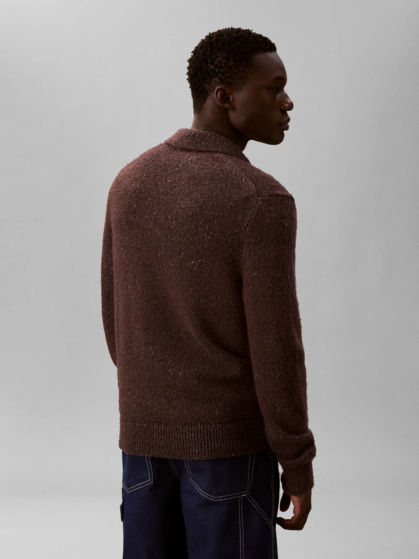 Wool Blend Polo Jumper Brown - Image 4