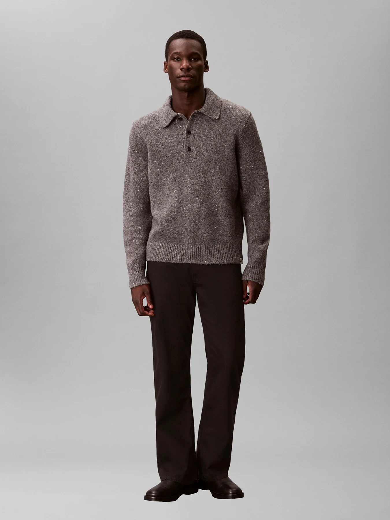 Wool Blend Polo Jumper Brown - Image 7