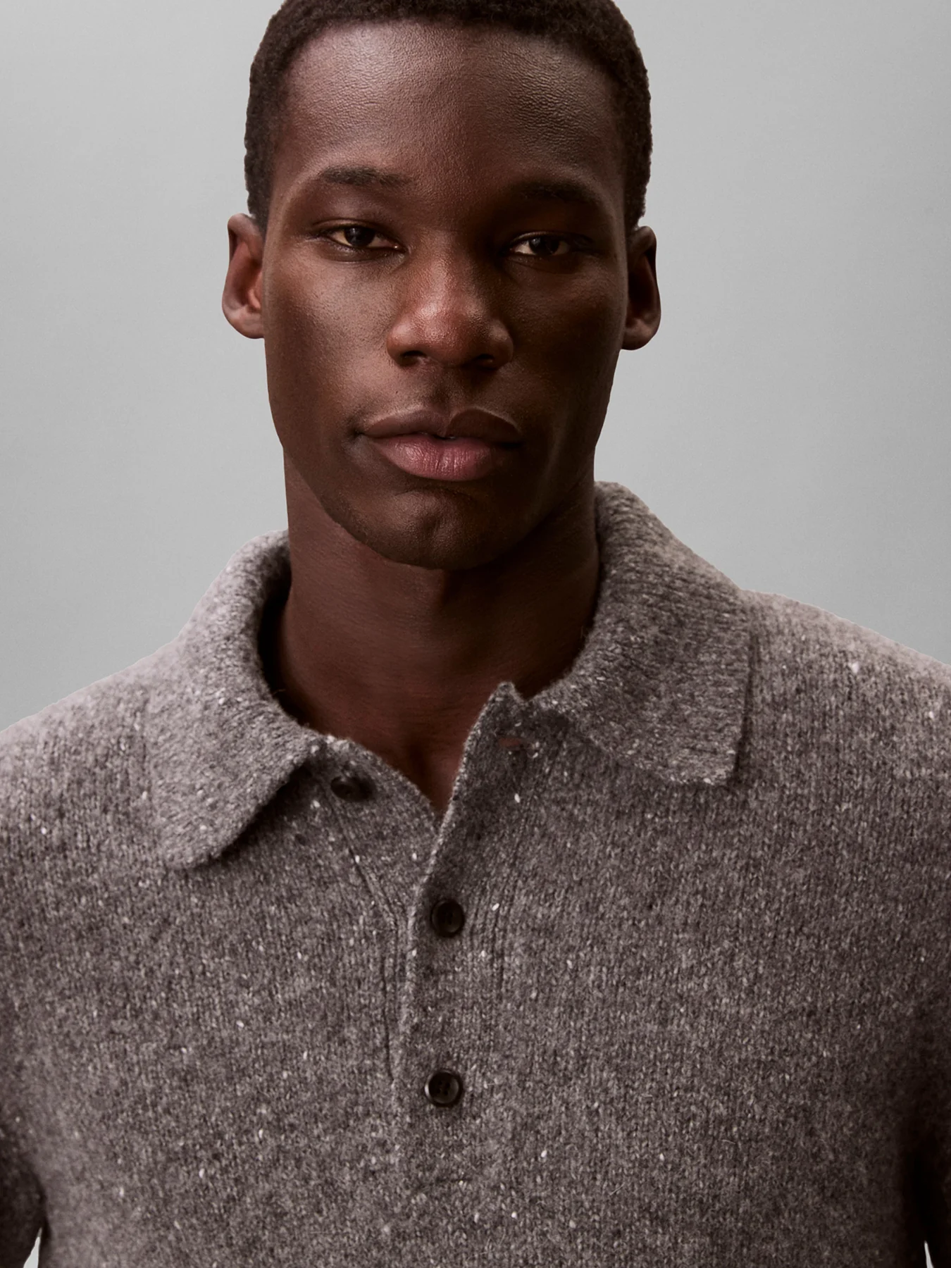 Wool Blend Polo Jumper Brown - Image 8