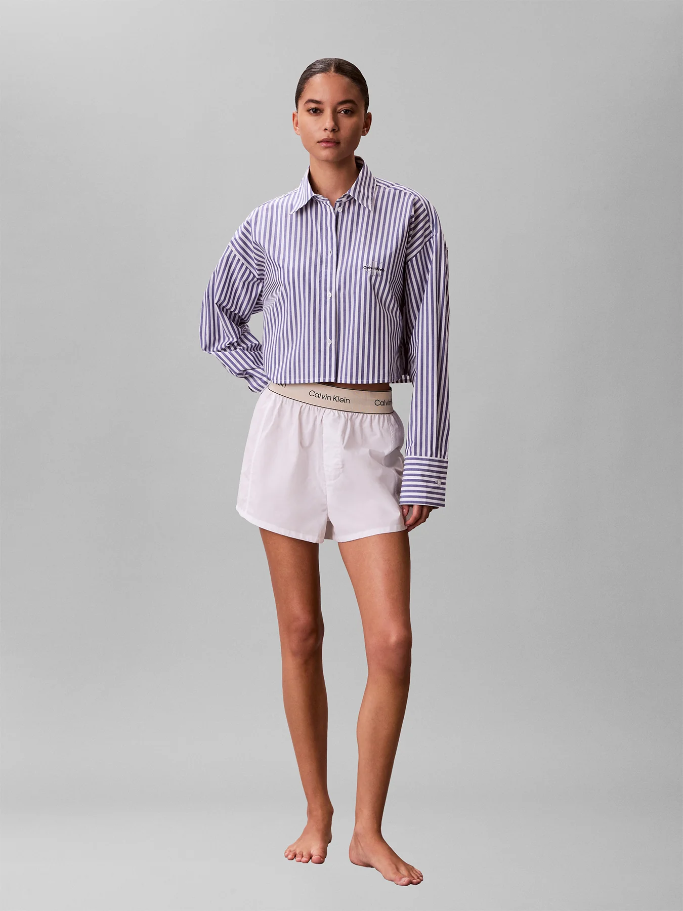 Cotton Poplin Logo Pyjama Shorts White - Image 2