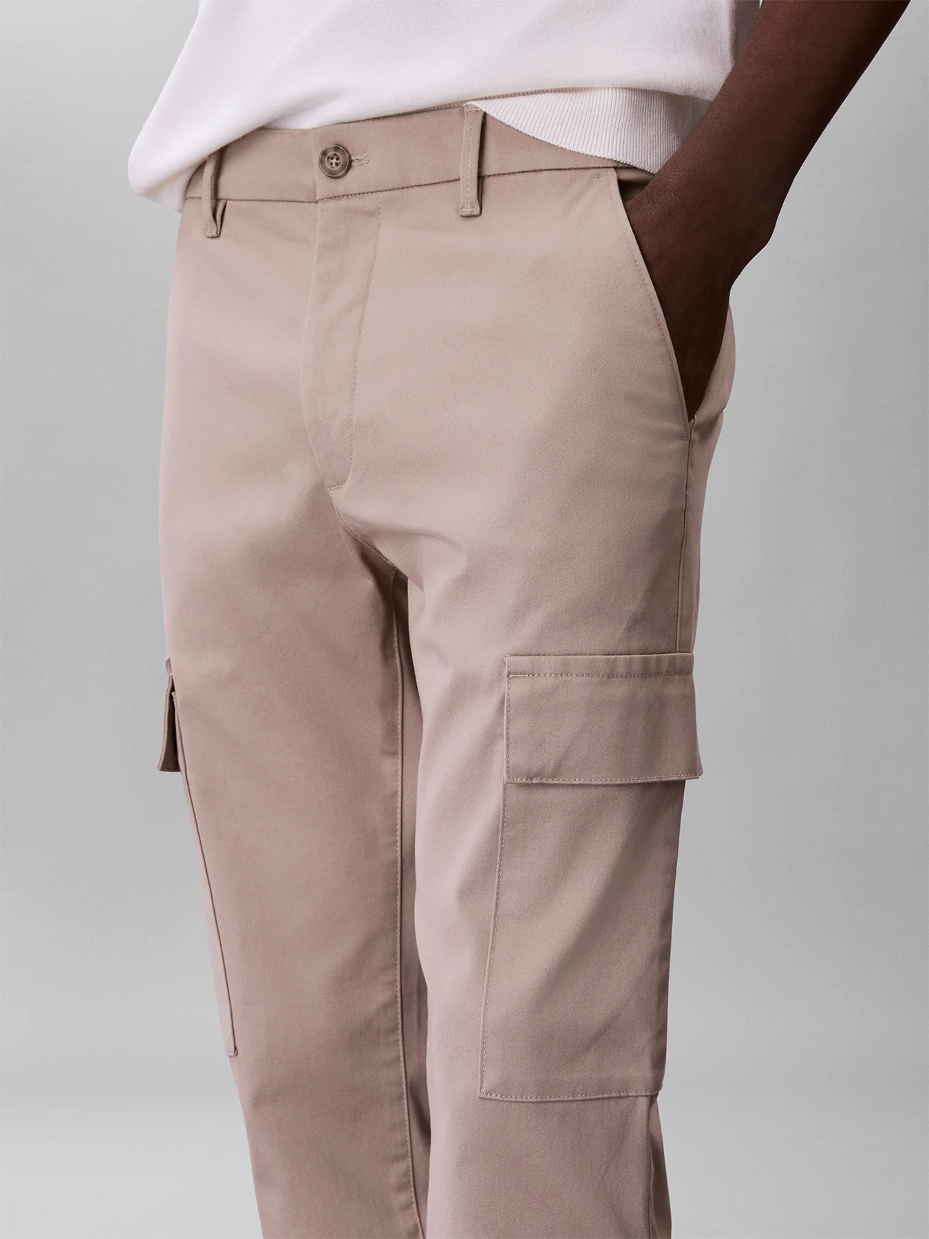 Slim Stretch Cotton Cargo Trousers - Image 4