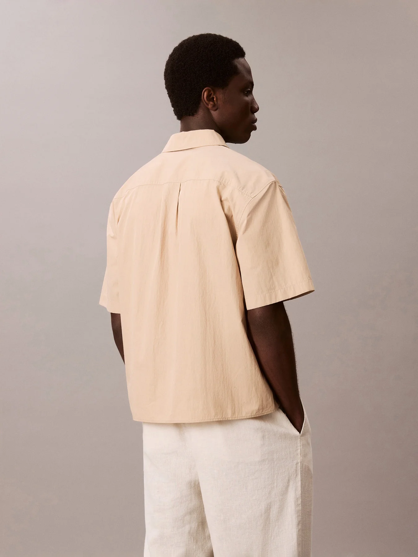 Relaxed Cotton Blend Short Sleeve Shirt - Image 3