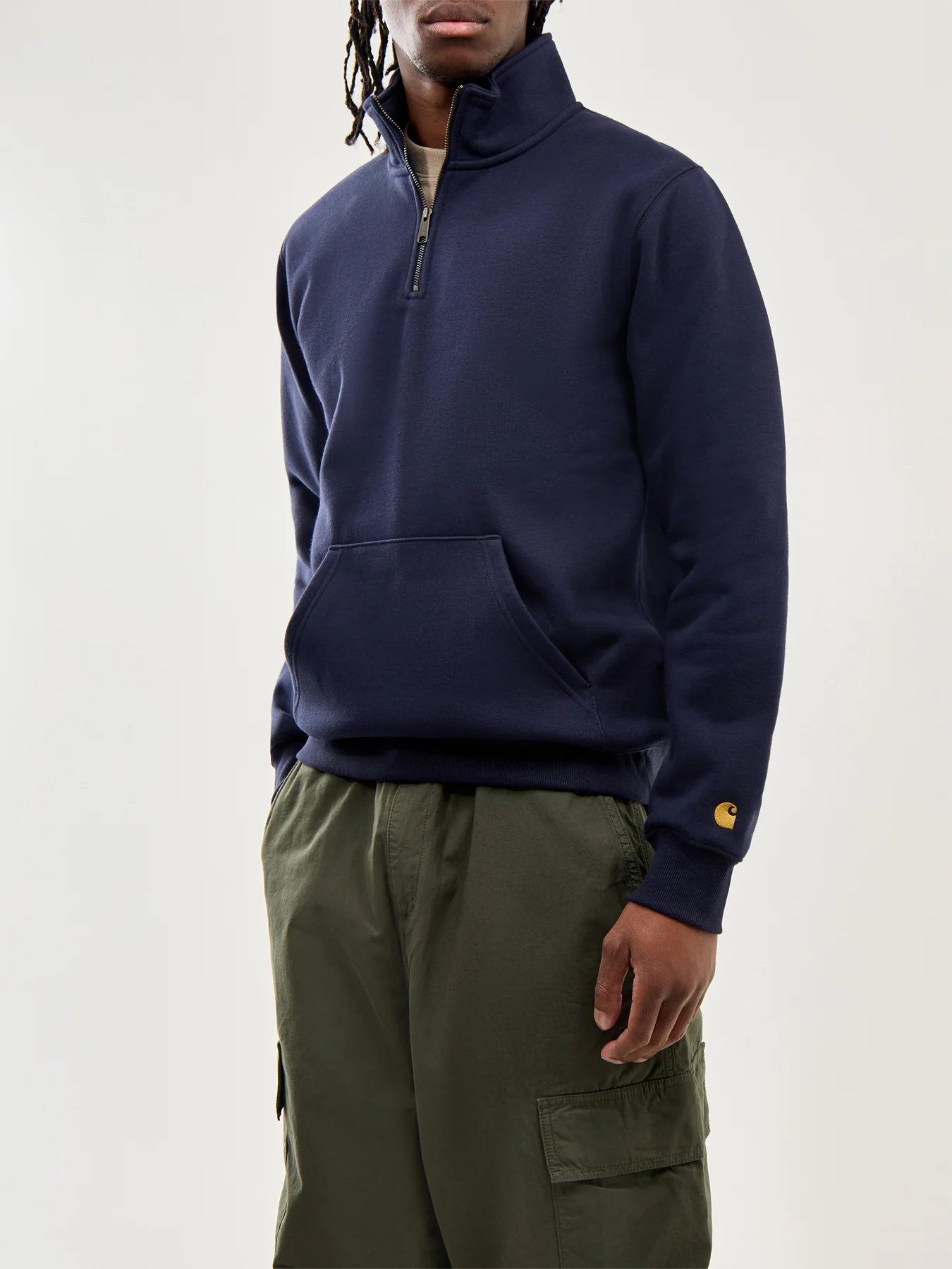 Chase Neck Zip Sweat Dark Navy Gold - Image 4