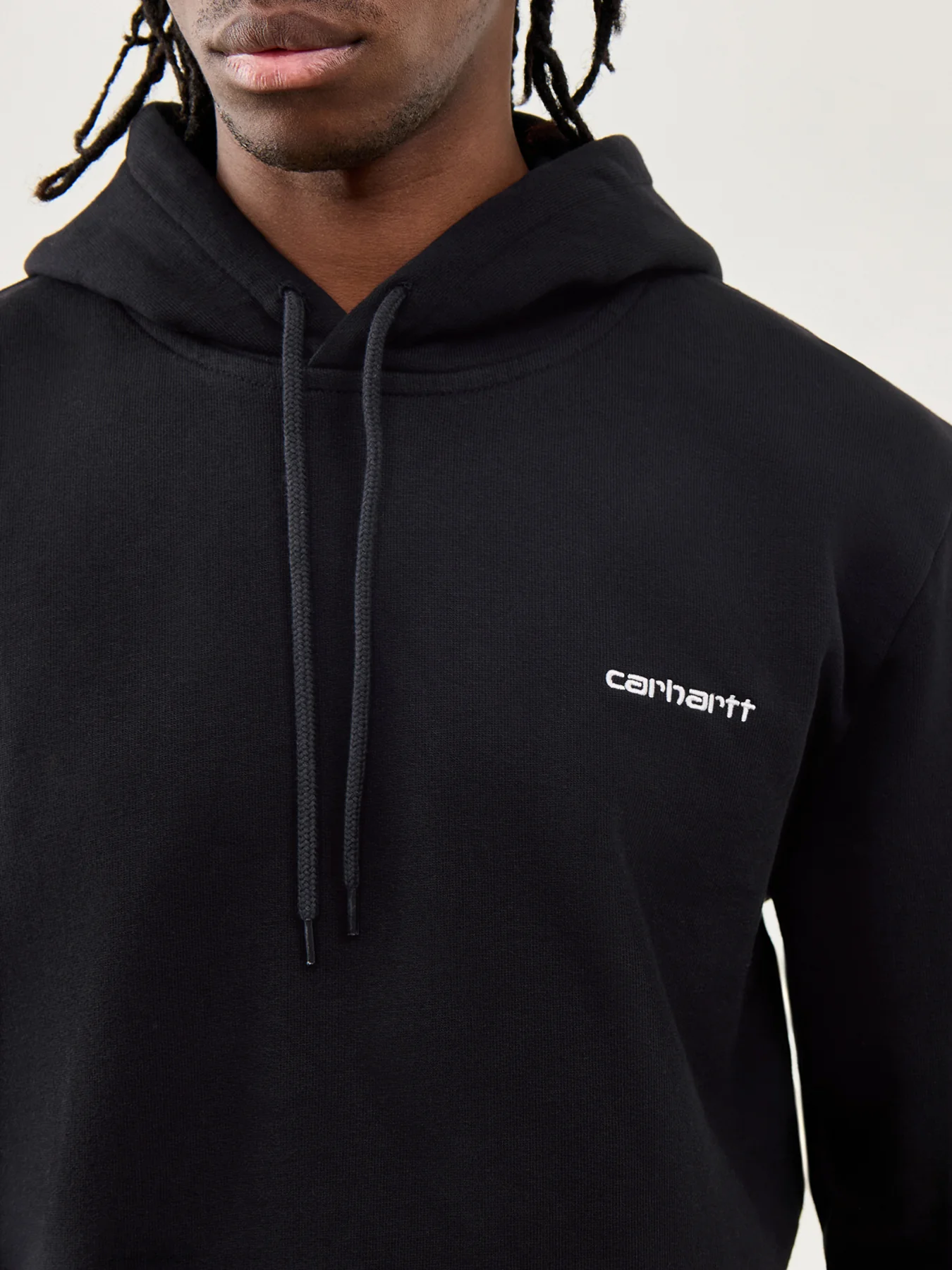 Hooded Script Embroidery Sweat Black White - Image 3