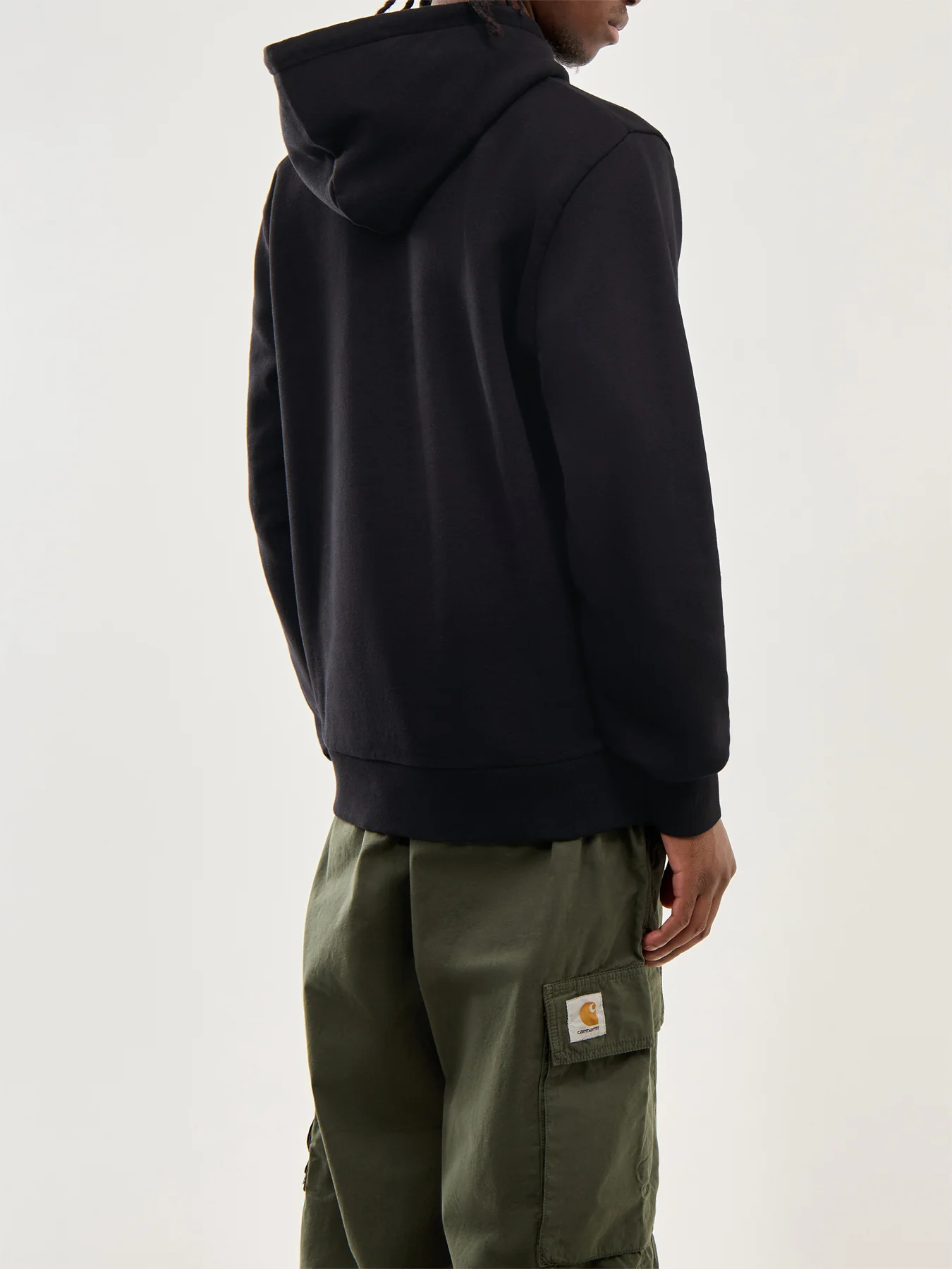 Hooded Script Embroidery Sweat Black White - Image 5