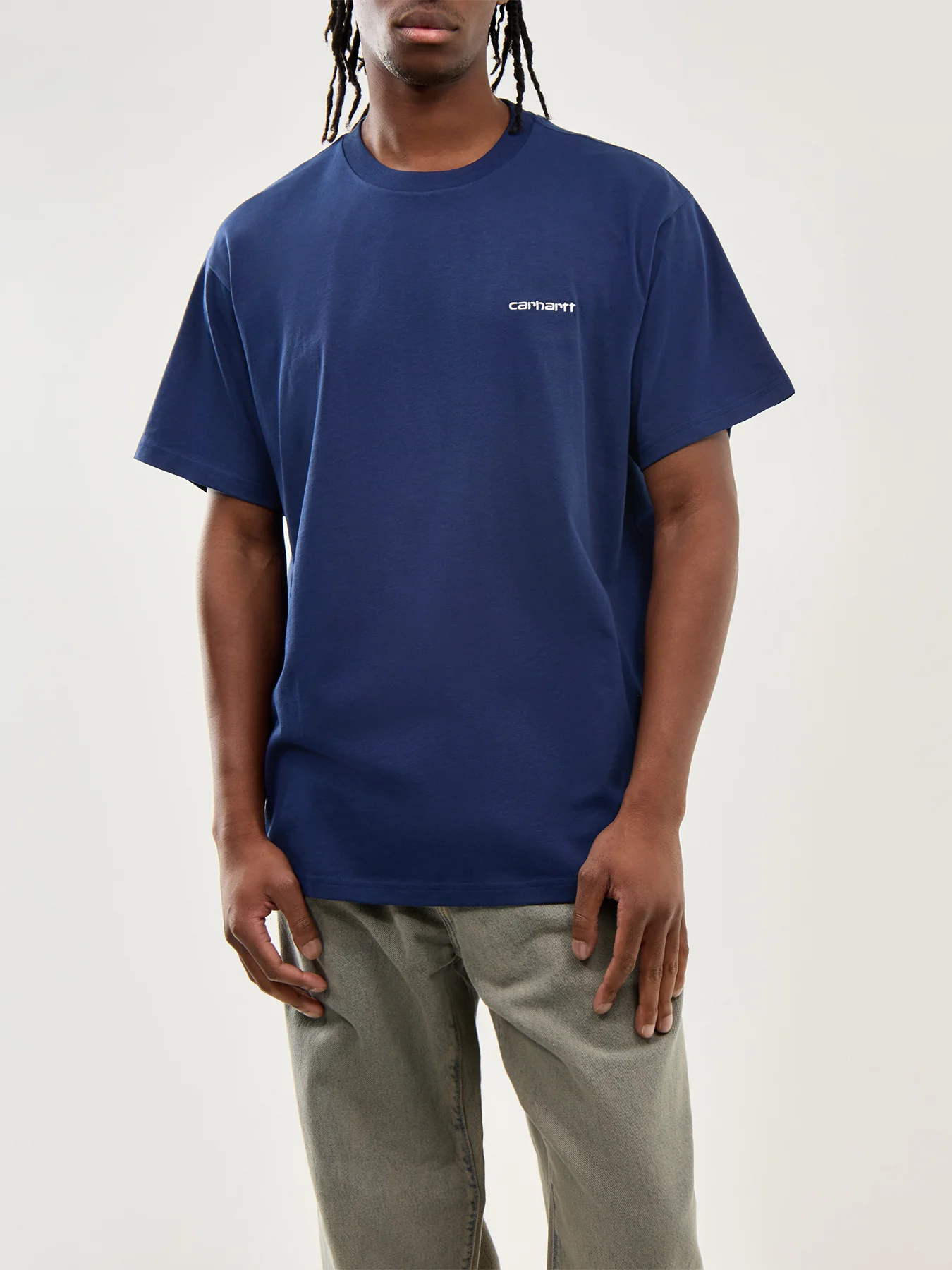 Short Sleeve Script Embroidery T-Shirt Jupiter White - Image 4