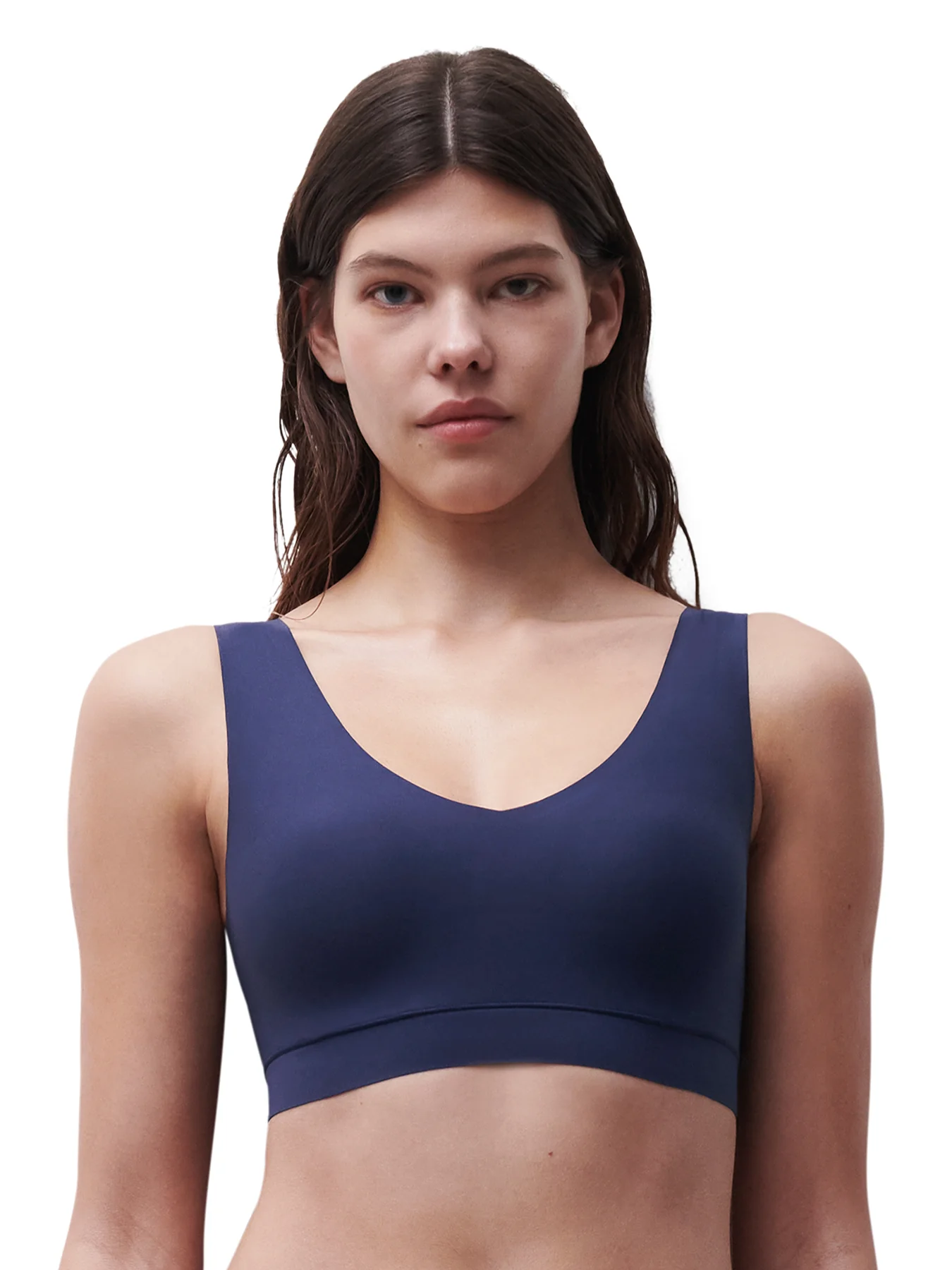 Soft Stretch V Neck Padded Bralette Marine Blue - Image 2