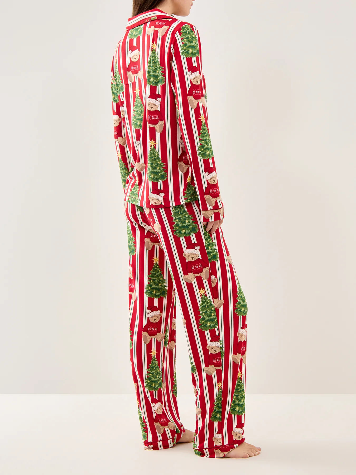 Bear Stripe Pyjama Set Red - Image 3