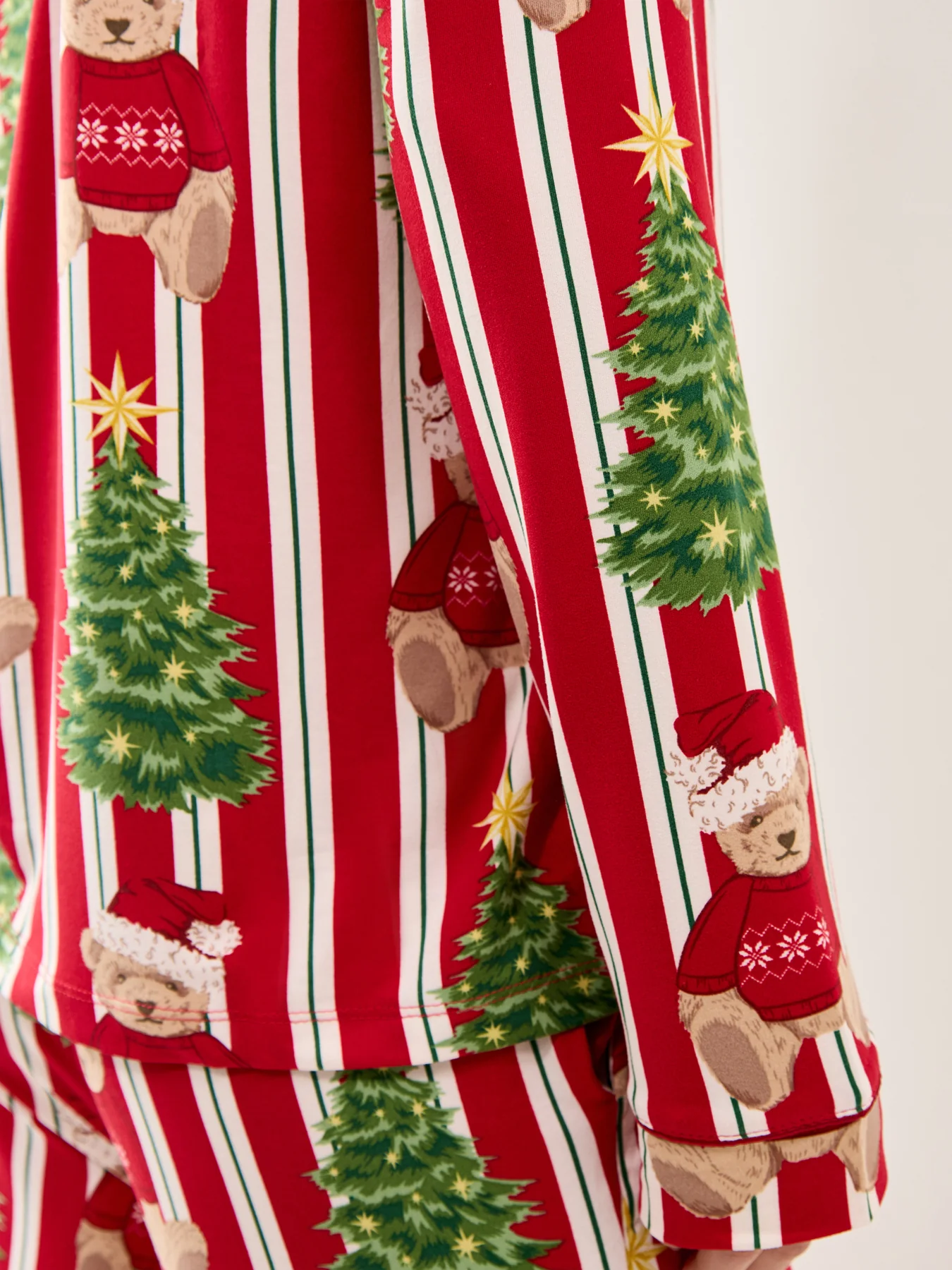Bear Stripe Pyjama Set Red - Image 4